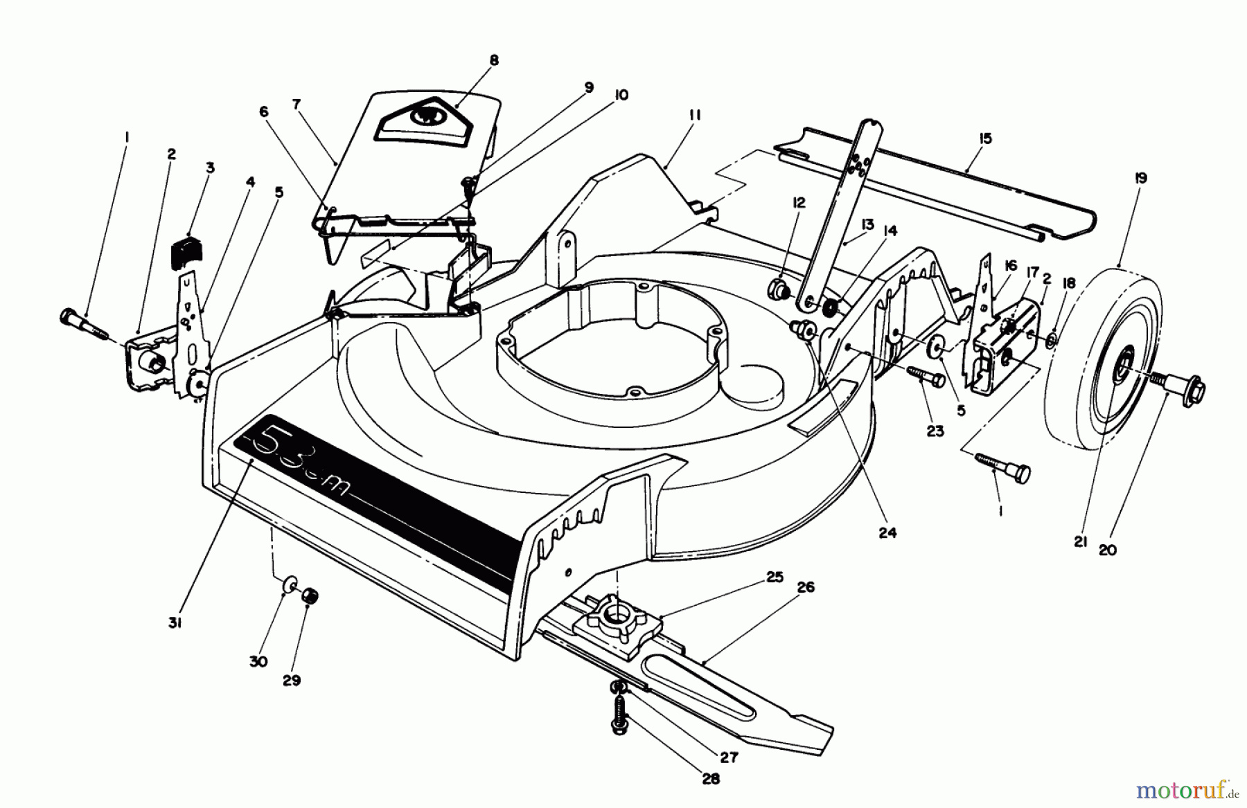  Toro Neu Mowers, Walk-Behind Seite 1 16585 - Toro Lawnmower, 1989 (9000001-9999999) HOUSING ASSEMBLY