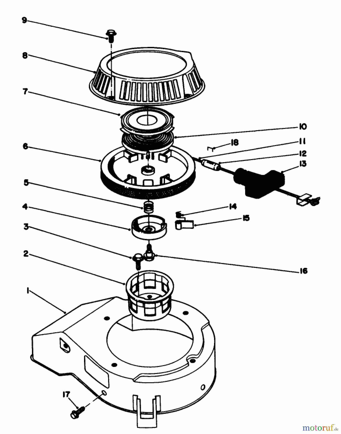  Toro Neu Mowers, Walk-Behind Seite 1 16585 - Toro Lawnmower, 1991 (1000001-1999999) RECOIL ASSEMBLY (MODEL NO. 47PL0-1)