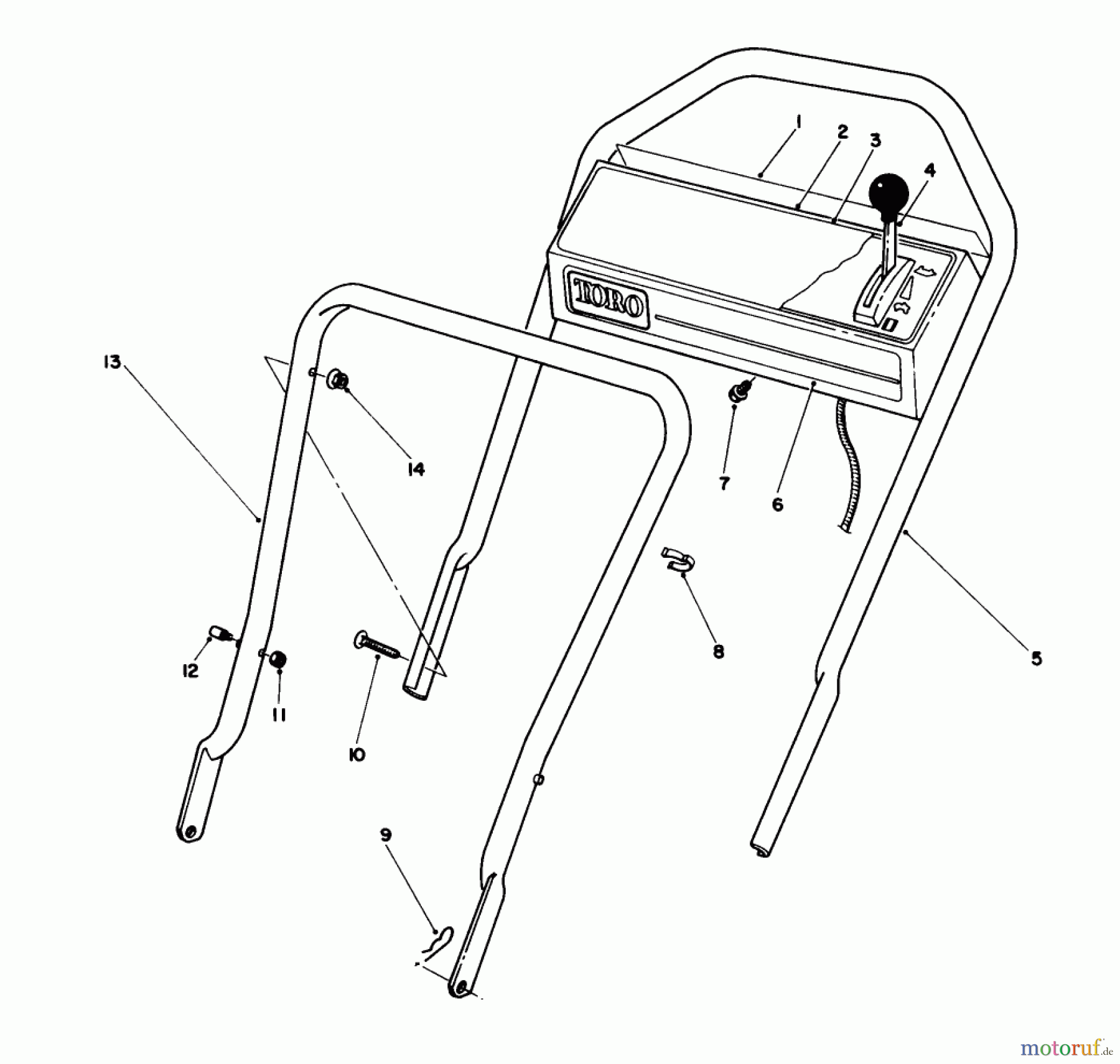  Toro Neu Mowers, Walk-Behind Seite 1 16585C - Toro Lawnmower, 1988 (8000001-8999999) HANDLE ASSEMBLY