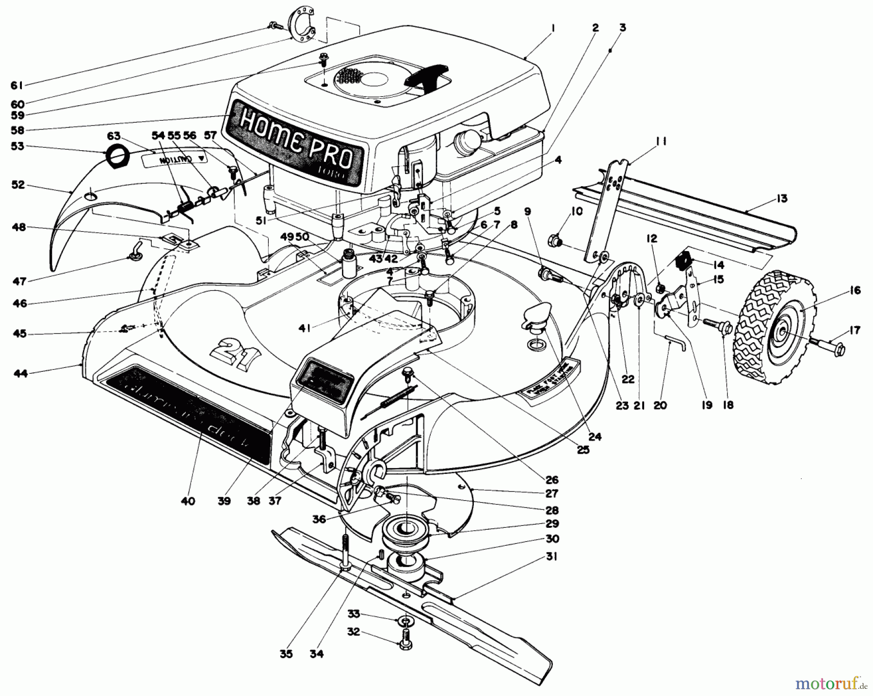  Toro Neu Mowers, Walk-Behind Seite 1 16655 - Toro Lawnmower, 1978 (8000001-8999999) HOUSING AND ENGINE ASSEMBLY