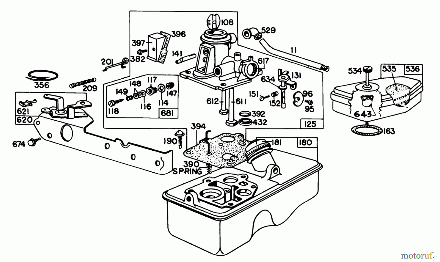  Toro Neu Mowers, Walk-Behind Seite 1 16711 - Toro Lawnmower, 1978 (8000001-8999999) CARBURETOR ASSEMBLY MODEL 92908-1846-01