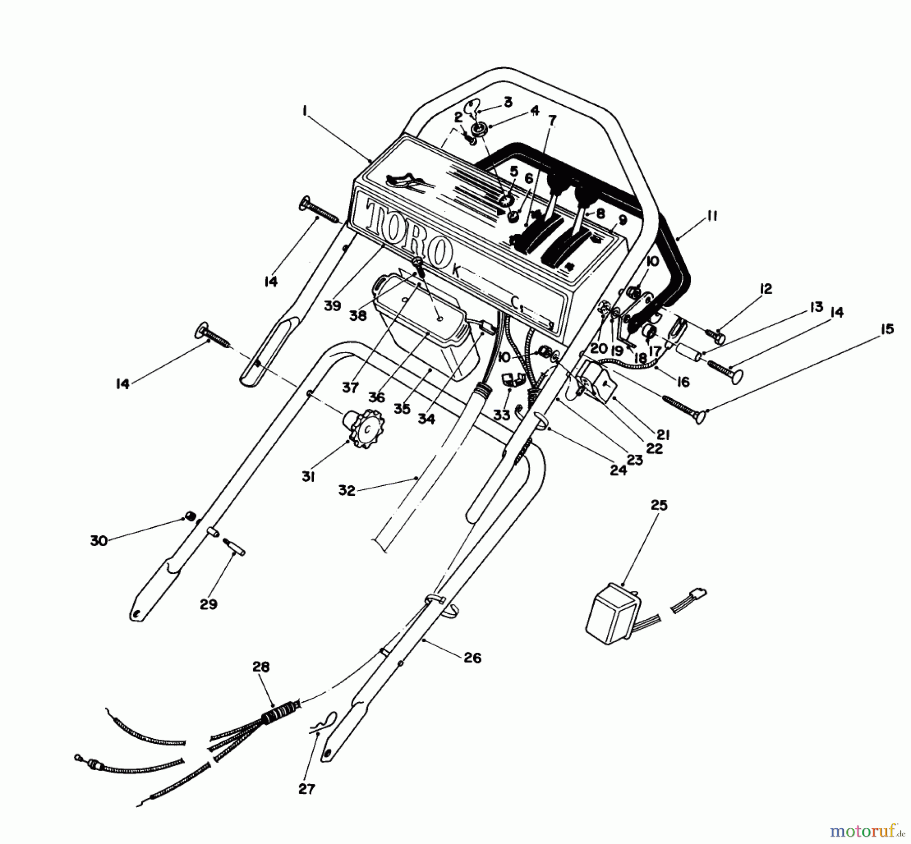  Toro Neu Mowers, Walk-Behind Seite 1 16770 - Toro Lawnmower, 1983 (3000001-3999999) HANDLE ASSEMBLY