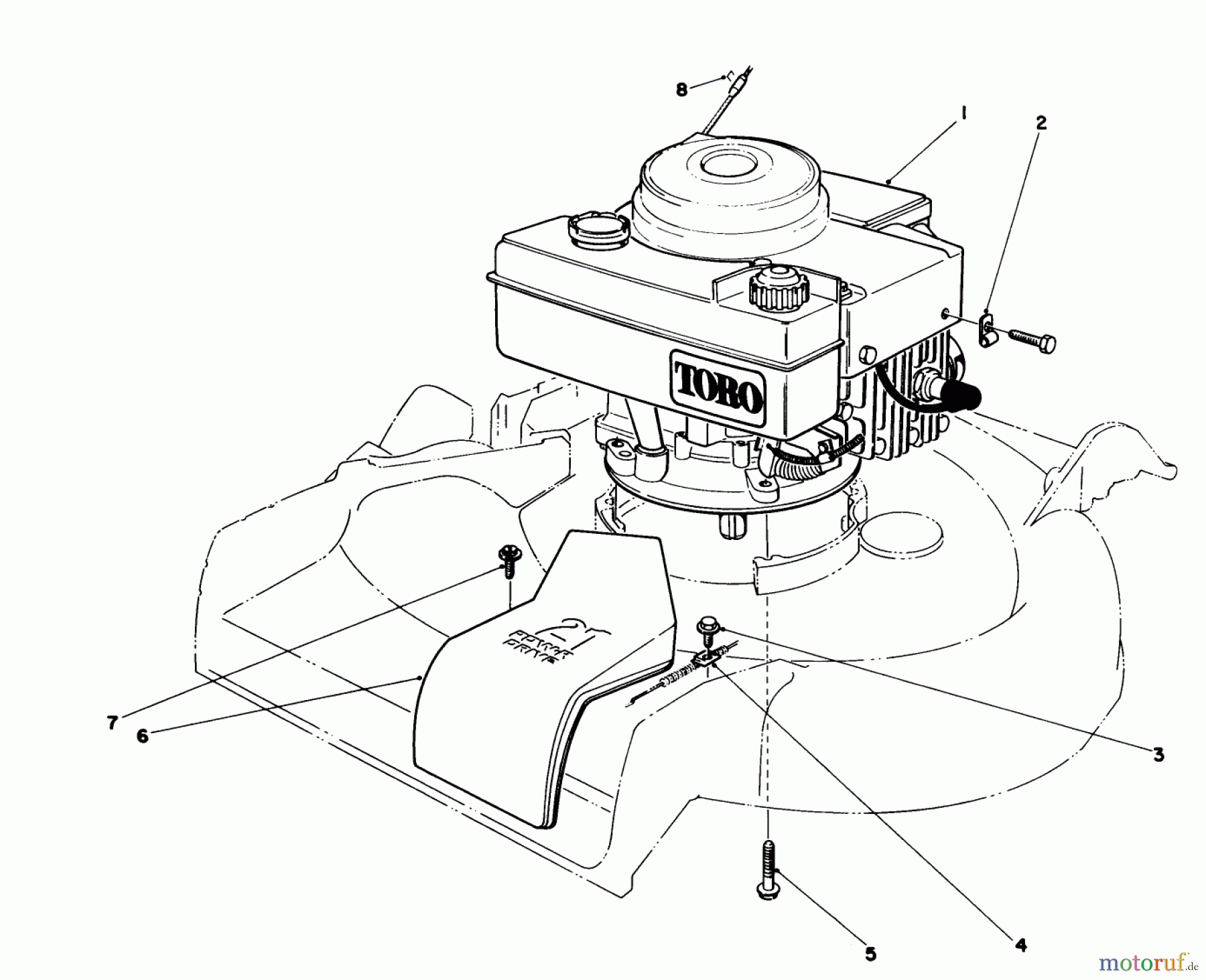  Toro Neu Mowers, Walk-Behind Seite 1 16775 - Toro Lawnmower, 1987 (7000001-7999999) ENGINE ASSEMBLY