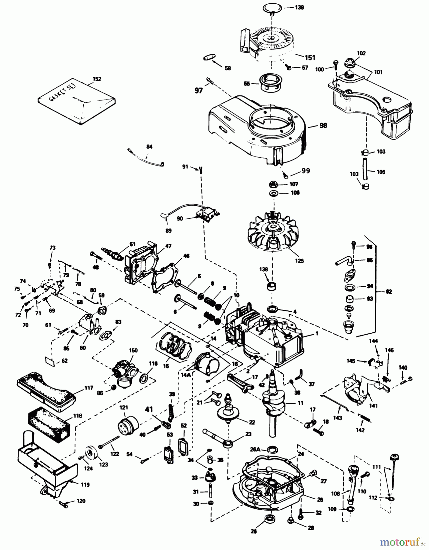  Toro Neu Mowers, Walk-Behind Seite 1 16775 - Toro Lawnmower, 1987 (7000001-7999999) ENGINE TECUMSEH MODEL NO. TVS100-44012A (USED ON UNITS WITH SERIAL NO. 7001848 & UP)