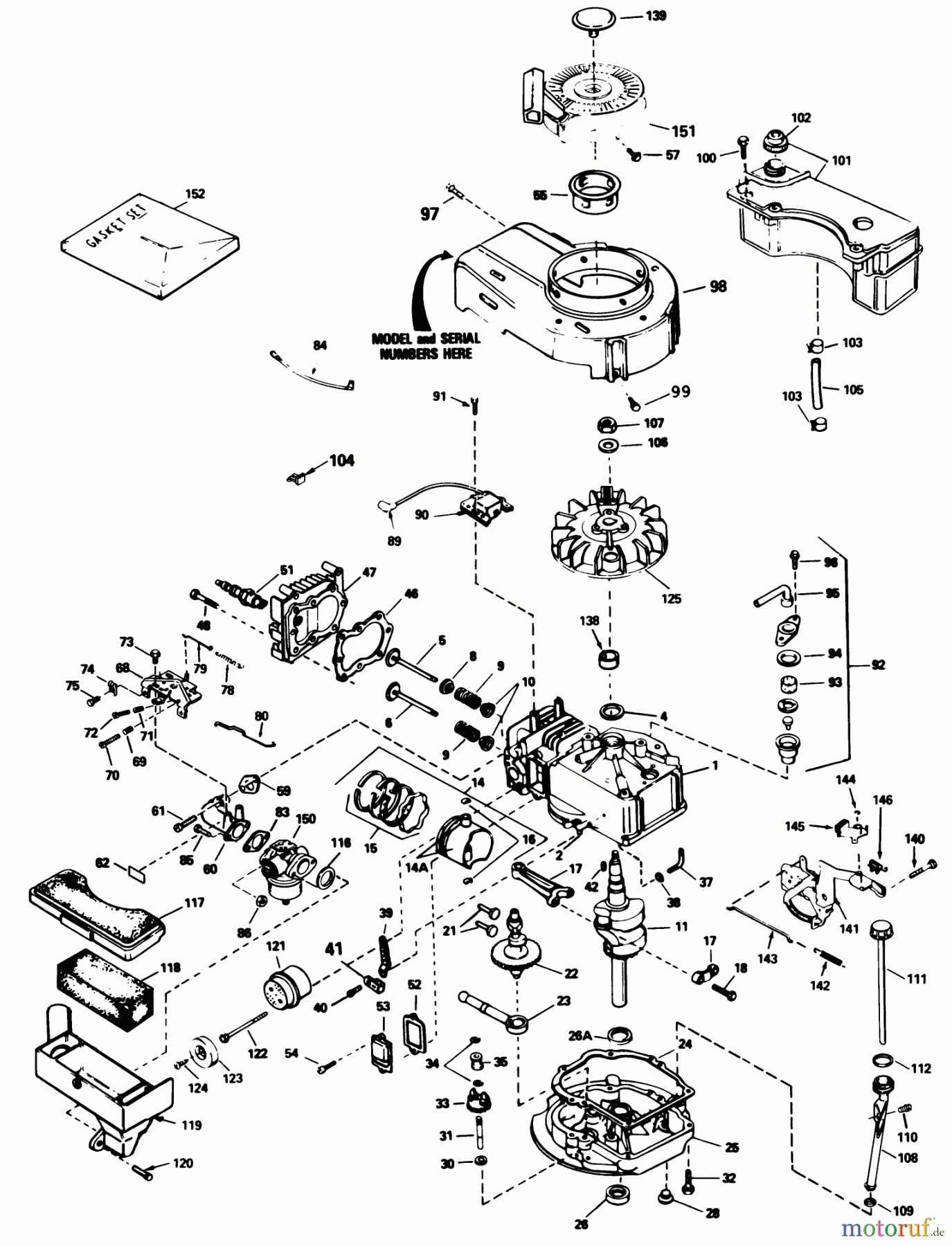  Toro Neu Mowers, Walk-Behind Seite 1 16775 - Toro Lawnmower, 1988 (8022966-8999999) ENGINE TECUMSEH MODEL NO. TVS100-44012B