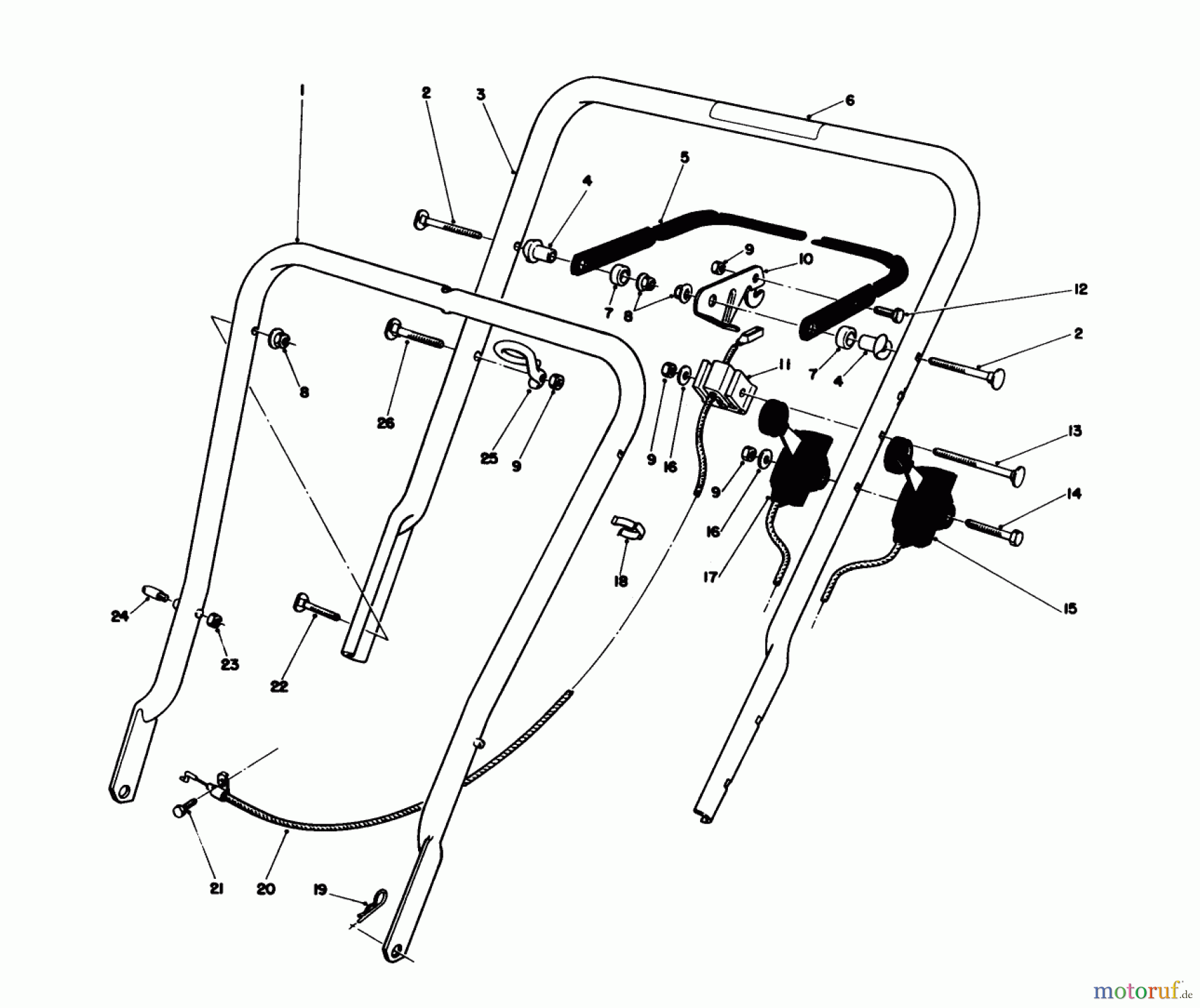  Toro Neu Mowers, Walk-Behind Seite 1 16775 - Toro Lawnmower, 1988 (8022966-8999999) HANDLE ASSEMBLY