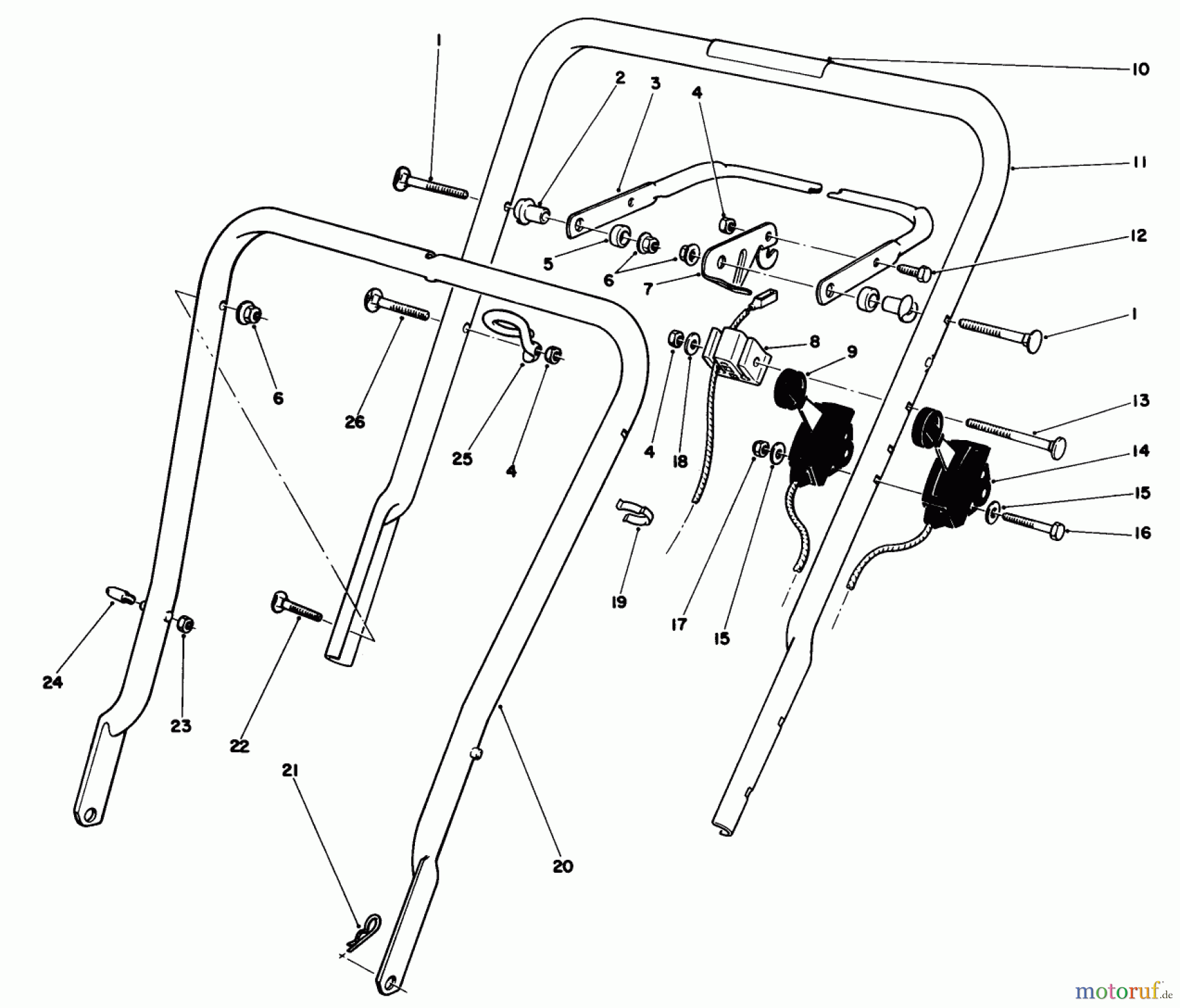  Toro Neu Mowers, Walk-Behind Seite 1 16785 - Toro Lawnmower, 1985 (5000001-5999999) HANDLE ASSEMBLY