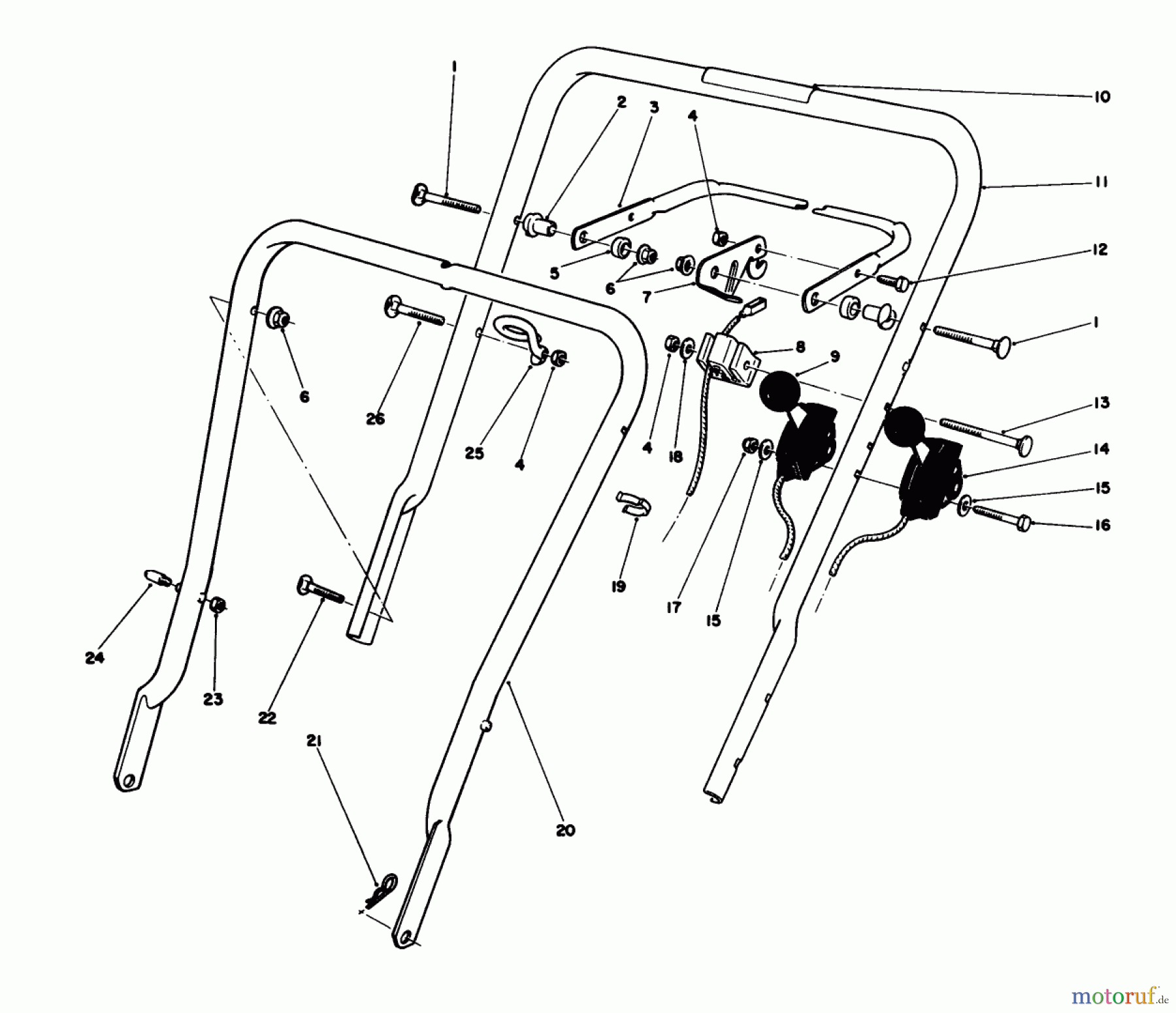  Toro Neu Mowers, Walk-Behind Seite 1 16785 - Toro Lawnmower, 1988 (8007012-8999999) HANDLE ASSEMBLY