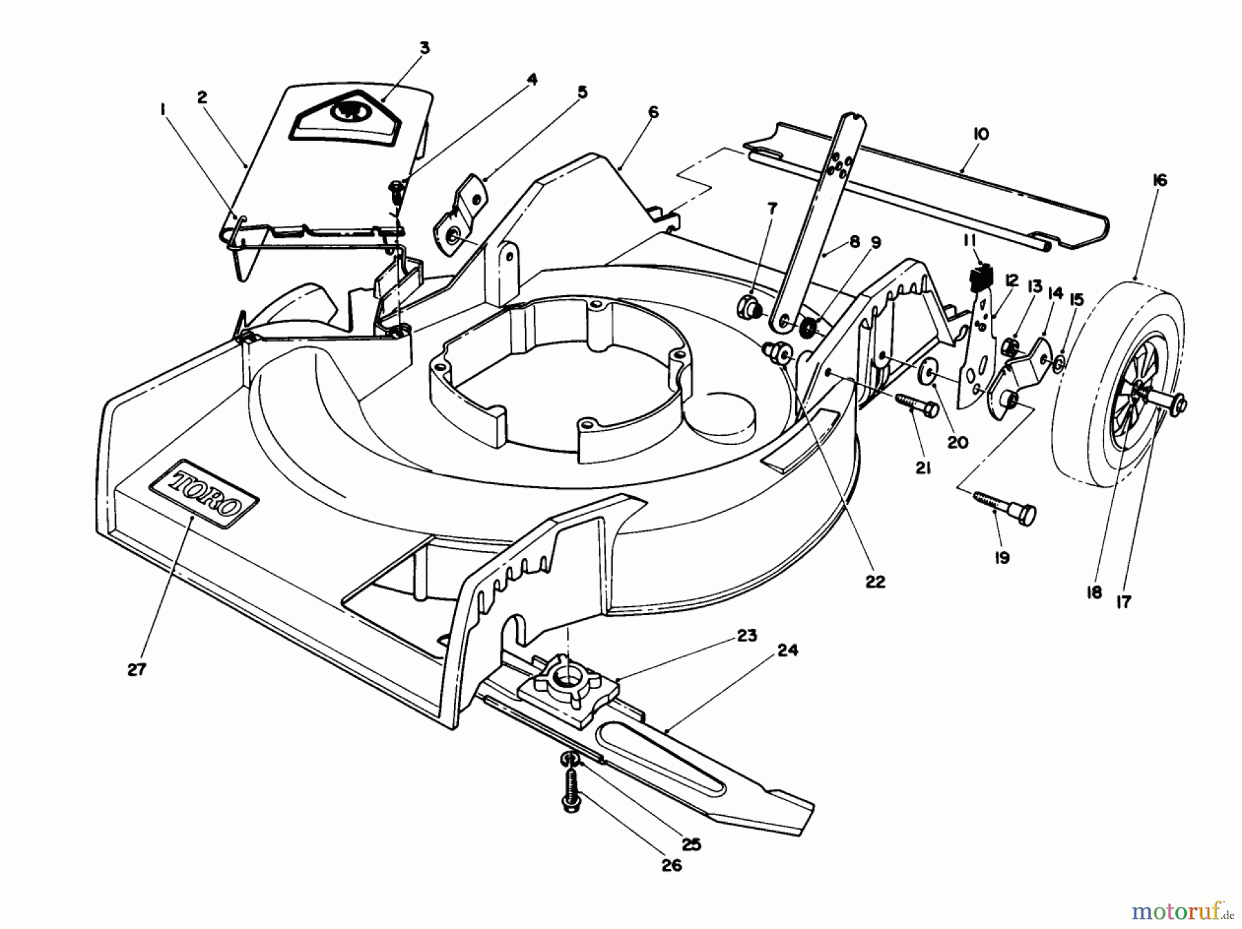  Toro Neu Mowers, Walk-Behind Seite 1 16785 - Toro Lawnmower, 1990 (0000001-0999999) HOUSING ASSEMBLY