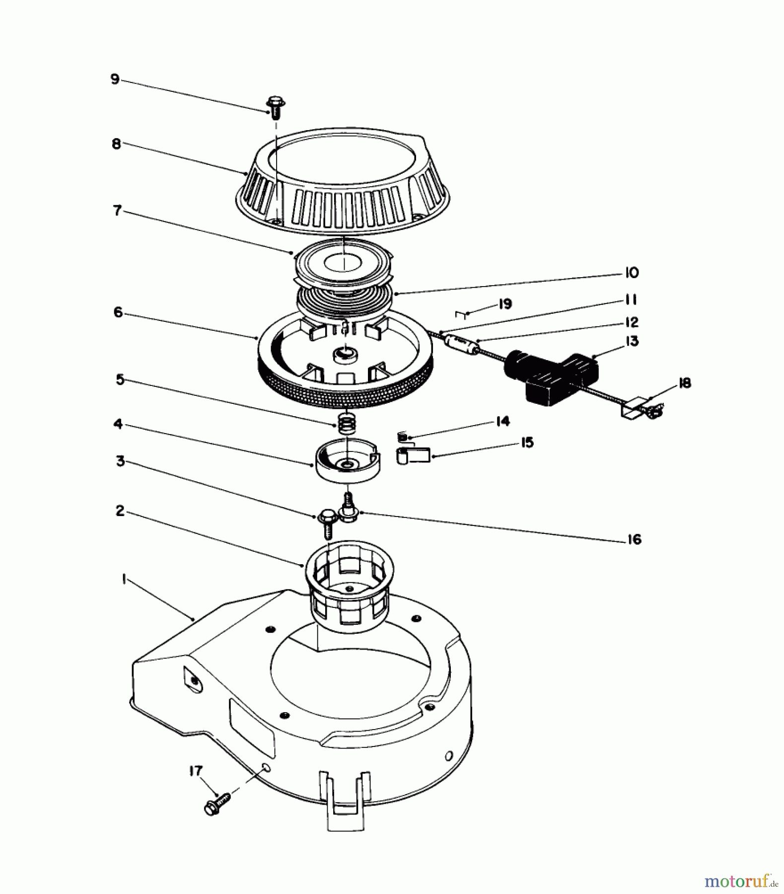  Toro Neu Mowers, Walk-Behind Seite 1 16785 - Toro Lawnmower, 1990 (0000001-0999999) RECOIL ASSEMBLY (MODEL NO. 47PK9)