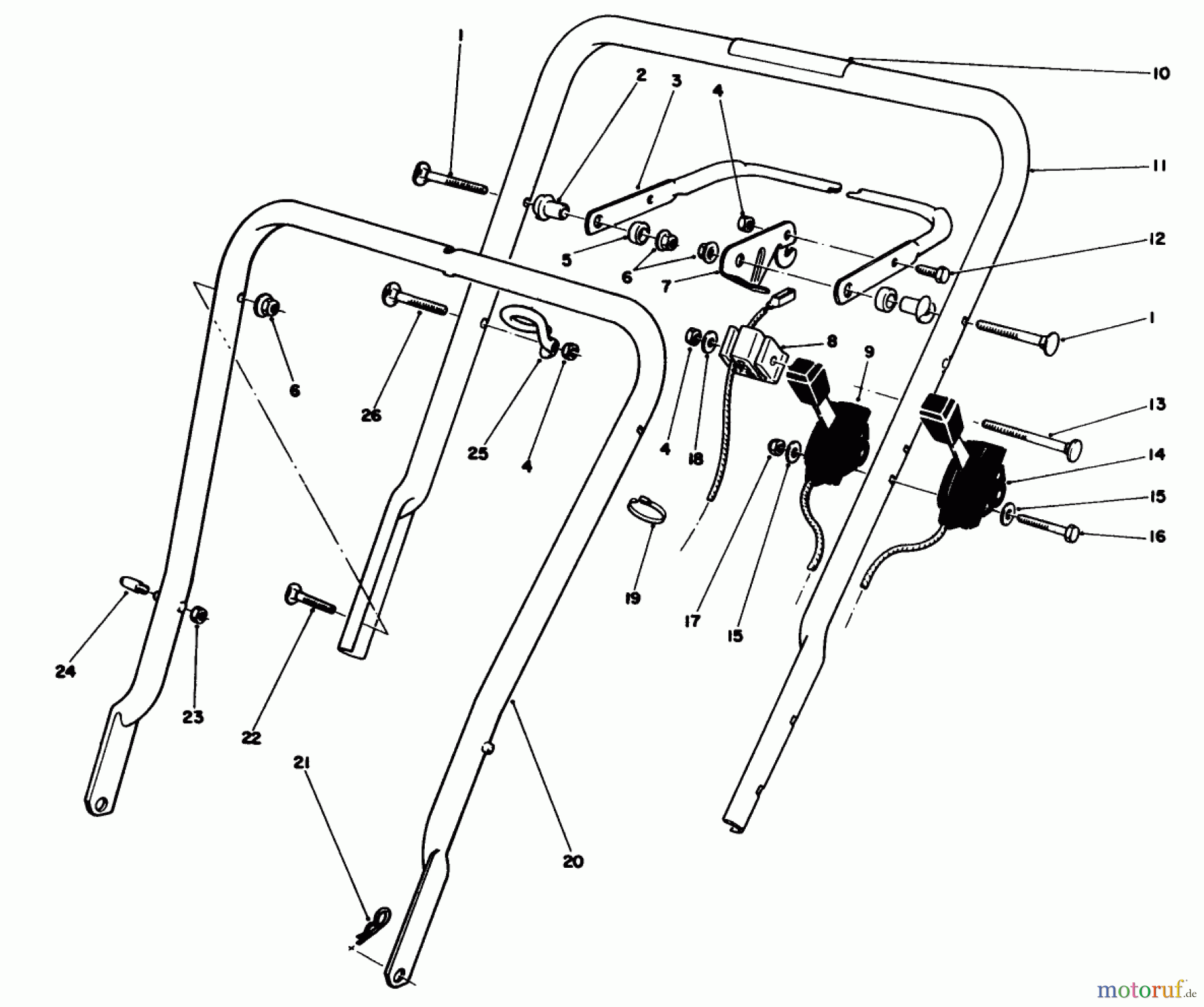  Toro Neu Mowers, Walk-Behind Seite 1 16785 - Toro Lawnmower, 1991 (1000001-1999999) HANDLE ASSEMBLY