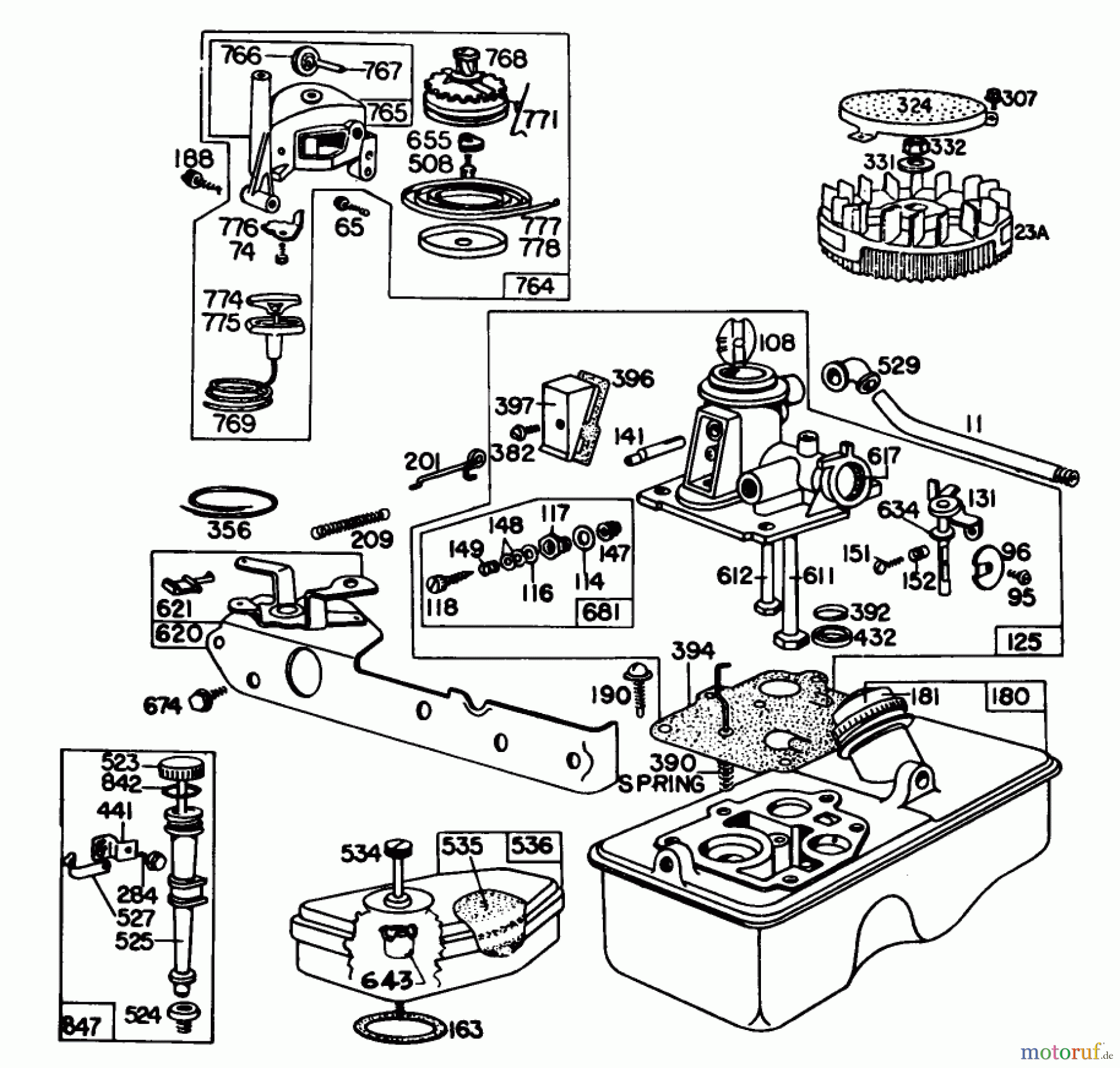  Toro Neu Mowers, Walk-Behind Seite 1 16870 - Toro Lawnmower, 1981 (1000001-1999999) BRIGGS & STRATTON ENGINE MODEL NO. 92908-2055-01 21