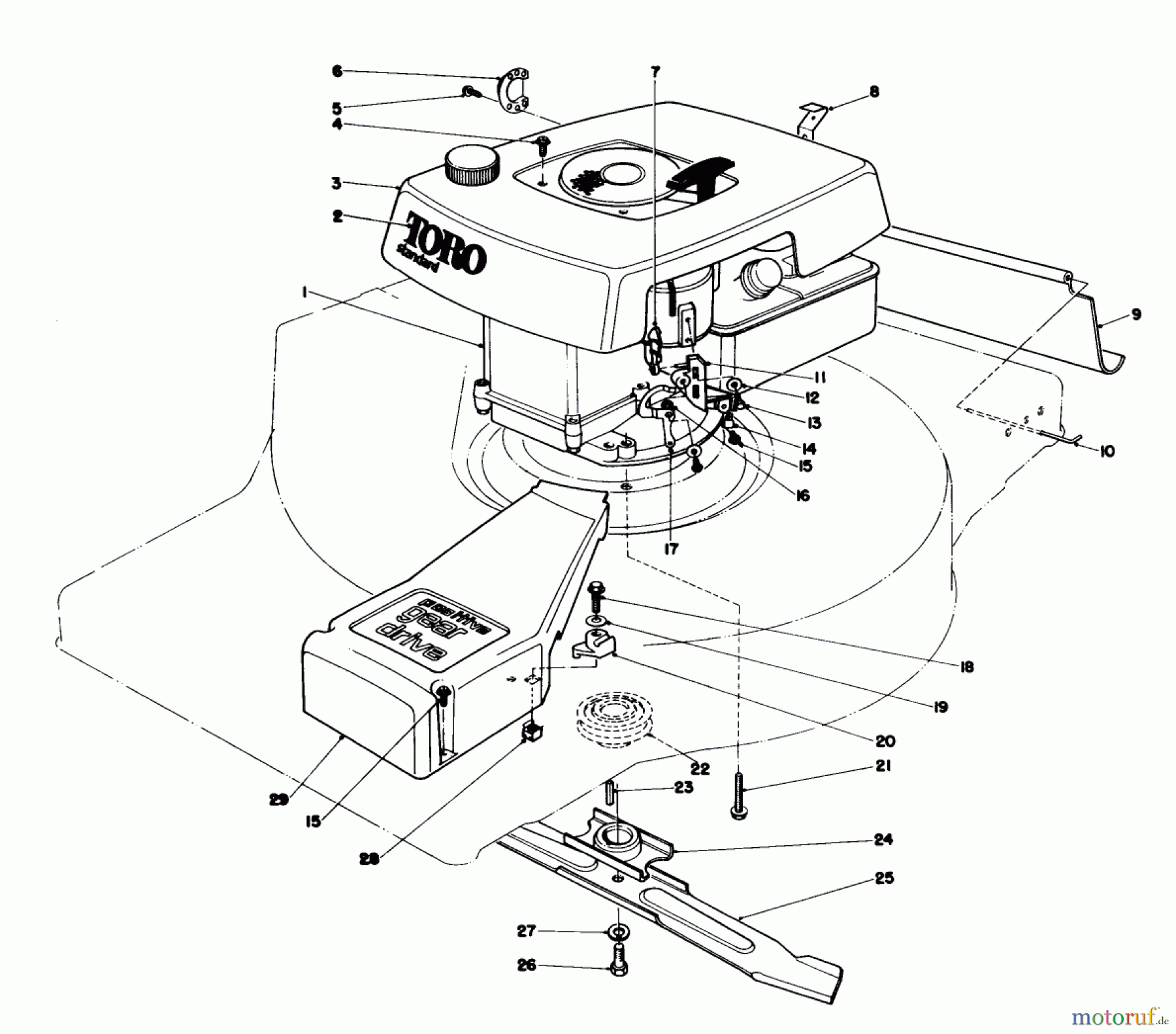  Toro Neu Mowers, Walk-Behind Seite 1 16870 - Toro Lawnmower, 1982 (2000001-2999999) ENGINE ASSEMBLY