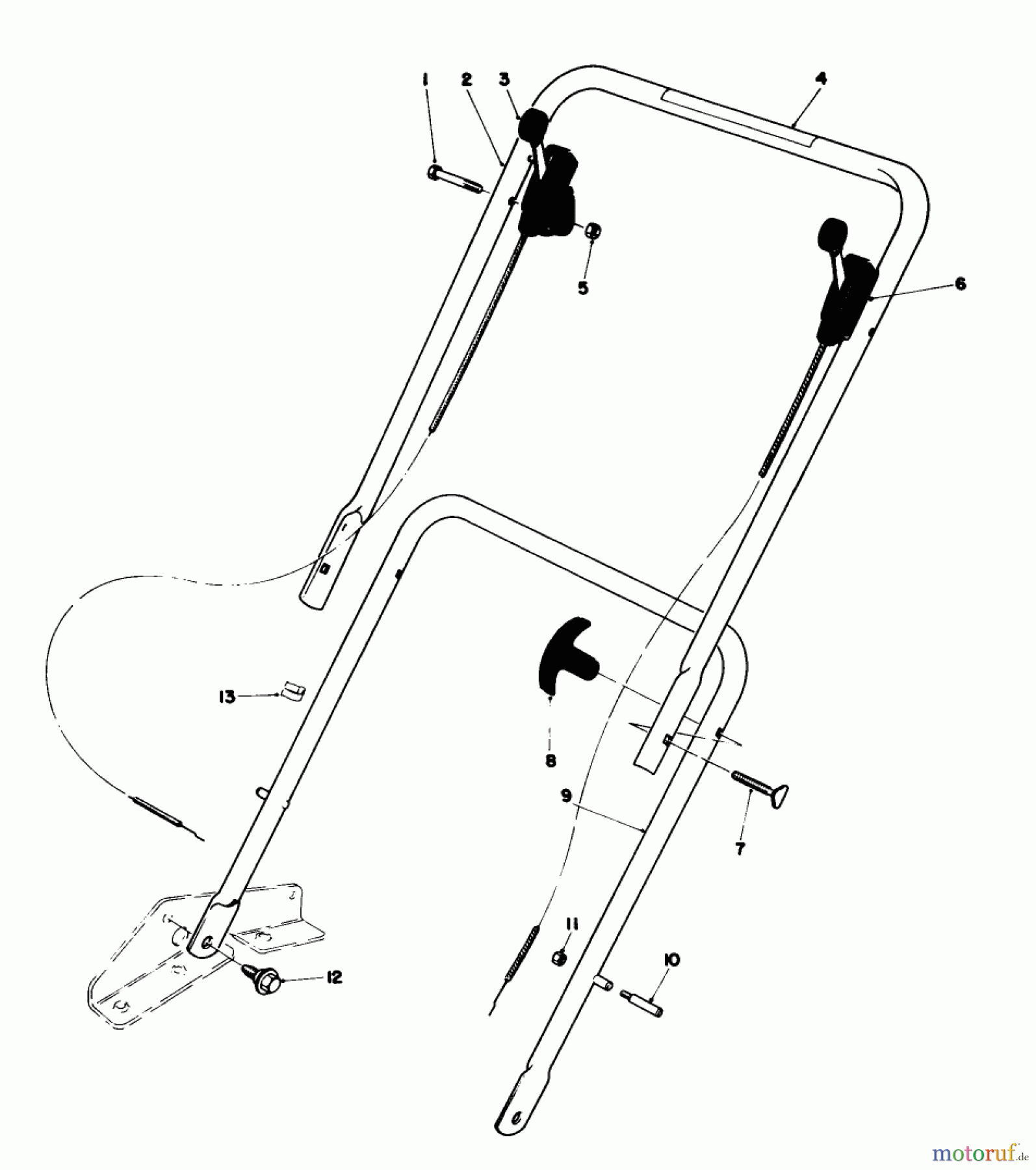  Toro Neu Mowers, Walk-Behind Seite 1 16870 - Toro Lawnmower, 1982 (2000001-2999999) HANDLE ASSEMBLY