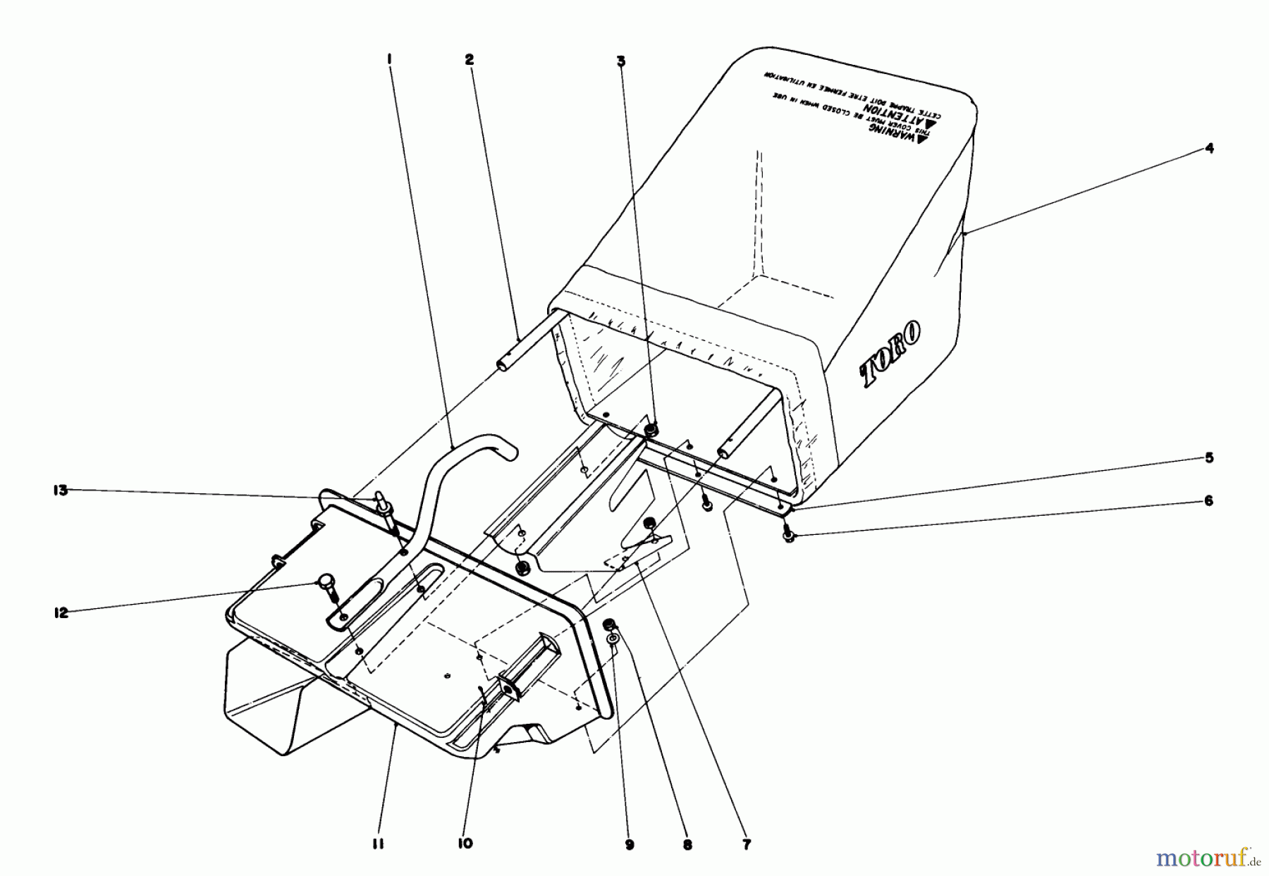  Toro Neu Mowers, Walk-Behind Seite 1 16930 - Toro Lawnmower, 1980 (0000001-0999999) GRASS CATCHER ASSEMBLY (MODEL NO. 16930 & 16940)