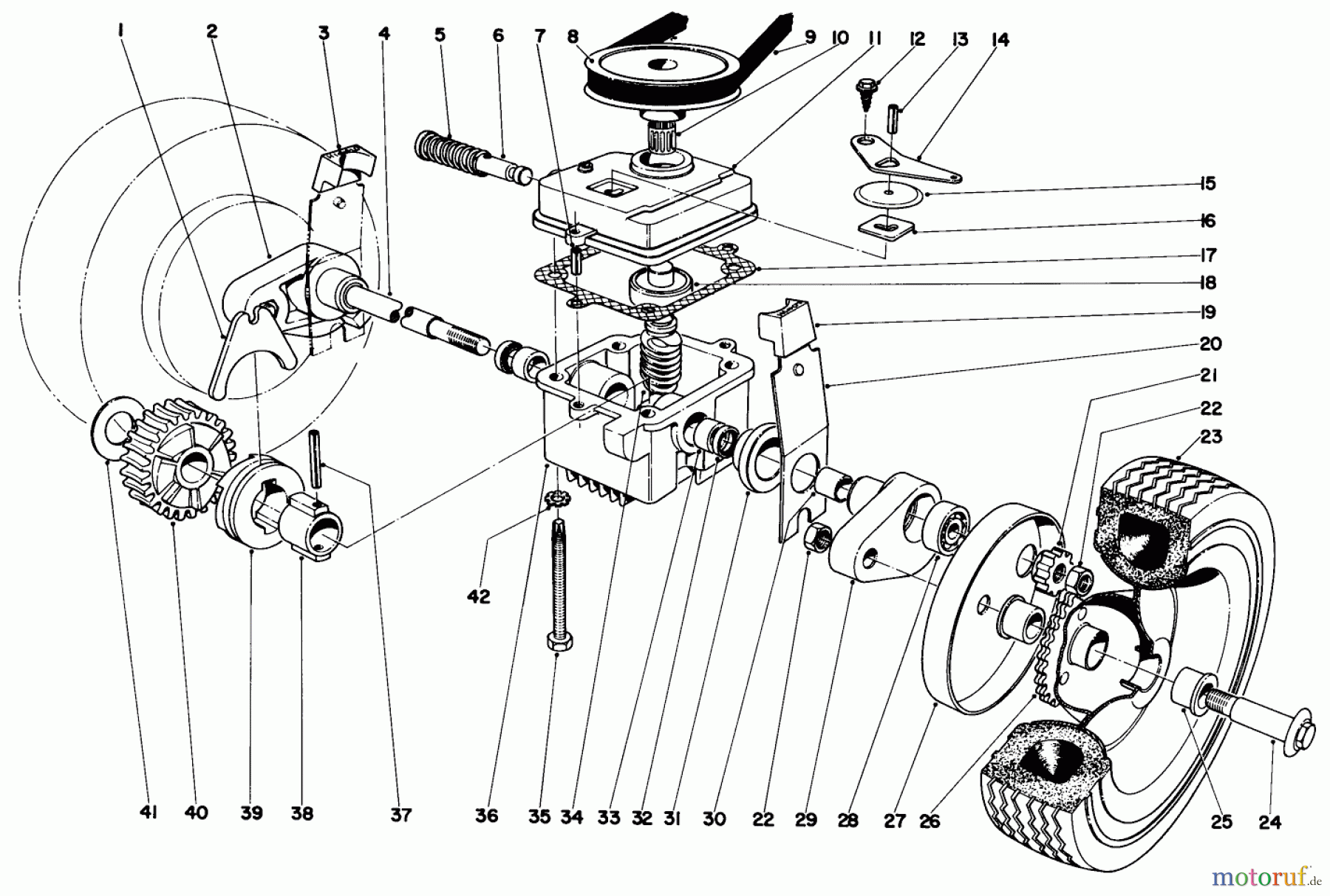  Toro Neu Mowers, Walk-Behind Seite 1 17601 - Toro Whirlwind Lawnmower, 1969 (9000001-9999999) GEAR CASE ASSEMBLY