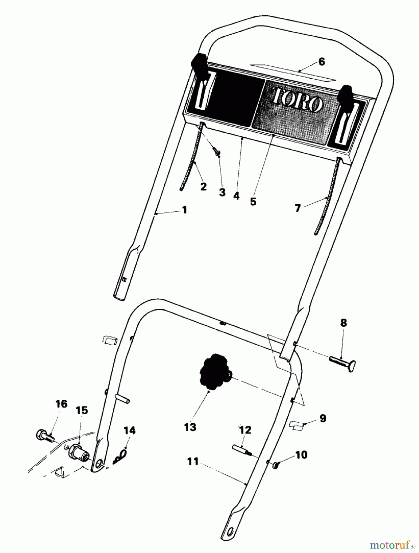  Toro Neu Mowers, Walk-Behind Seite 1 18010 - Toro Lawnmower, 1981 (1000001-1999999) HANDLE ASSEMBLY (MODEL 18010)