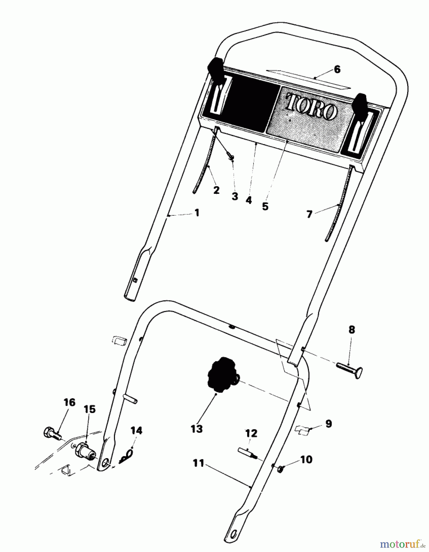  Toro Neu Mowers, Walk-Behind Seite 1 18010 - Toro Lawnmower, 1982 (2000001-2999999) HANDLE ASSEMBLY MODEL 18010