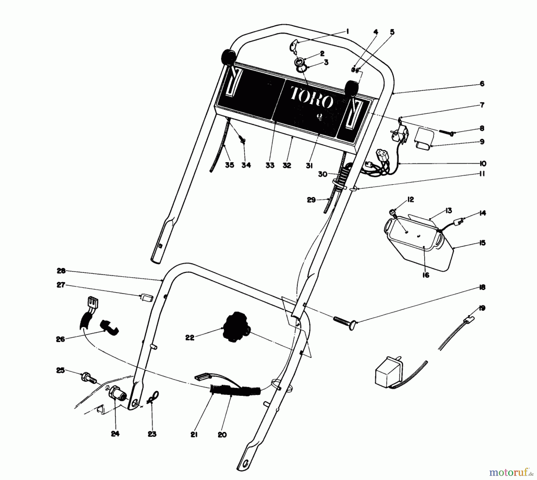  Toro Neu Mowers, Walk-Behind Seite 1 18085 - Toro Lawnmower, 1979 (9000001-9999999) HANDLE ASSEMBLY