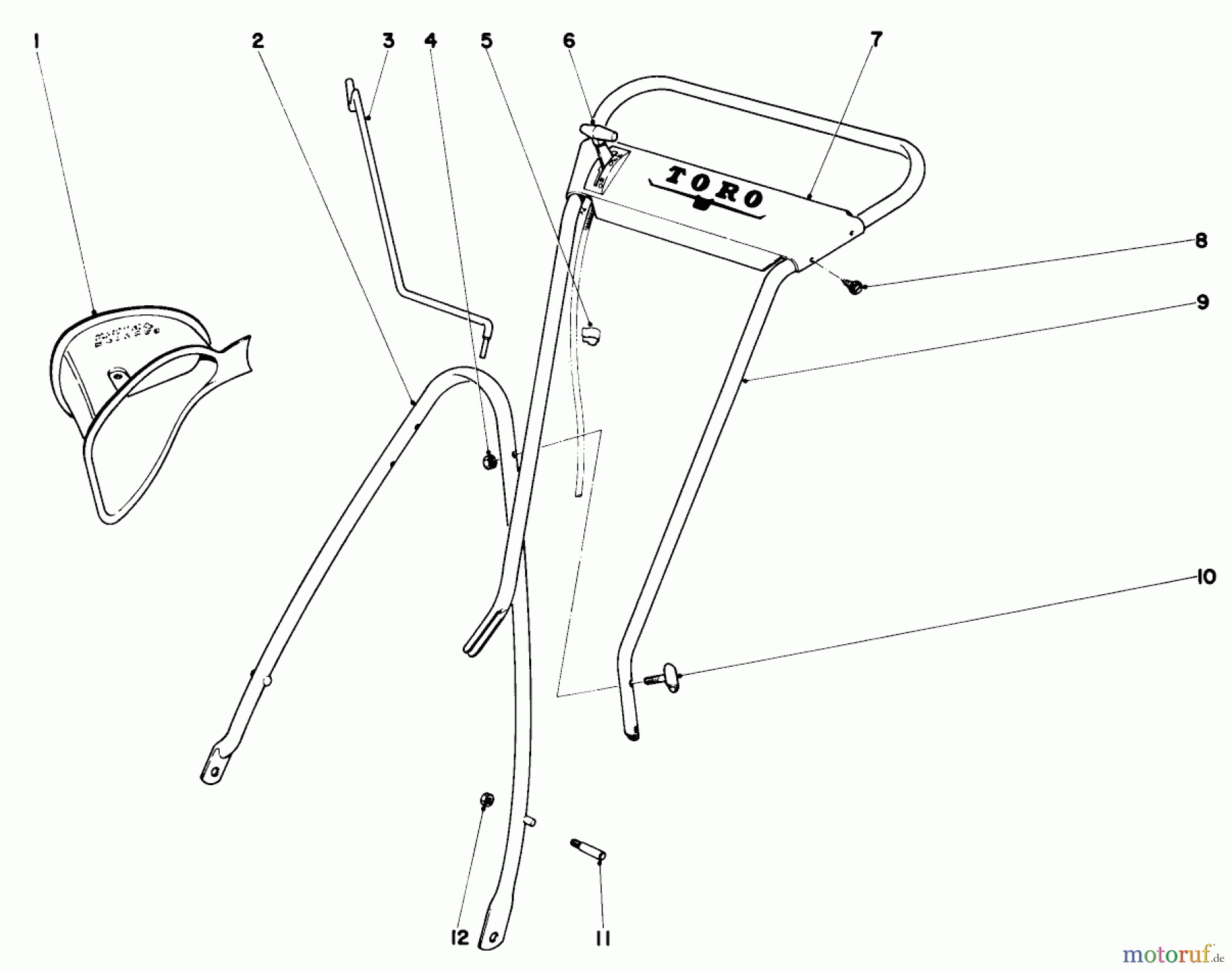  Toro Neu Mowers, Walk-Behind Seite 1 18215 - Toro Whirlwind Lawnmower, 1970 (0000001-0999999) HANDLE ASSEMBLY