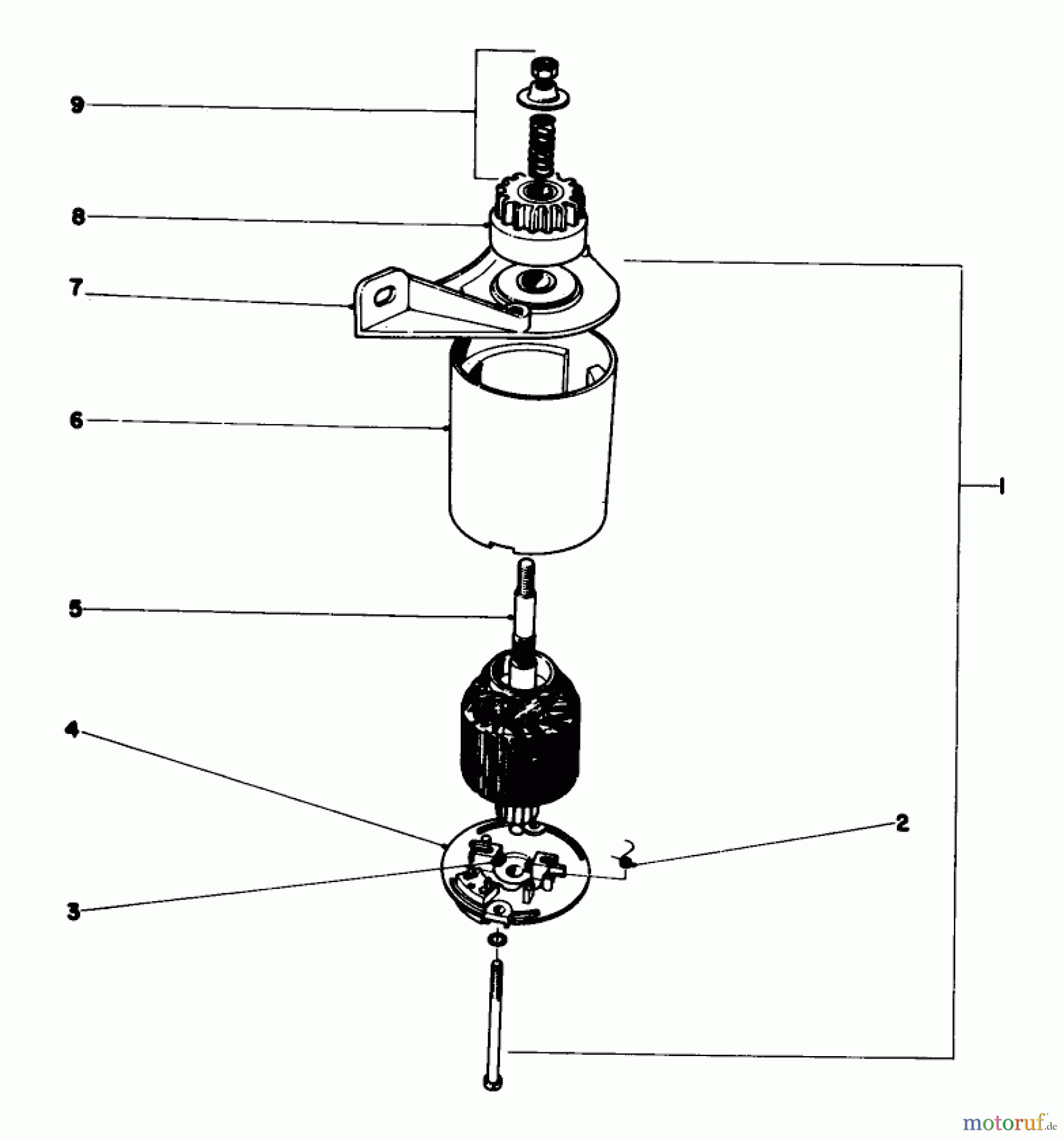  Toro Neu Mowers, Walk-Behind Seite 1 18216 - Toro Whirlwind Lawnmower, 1970 (0000001-0999999) STARTER MOTOR AND PINION