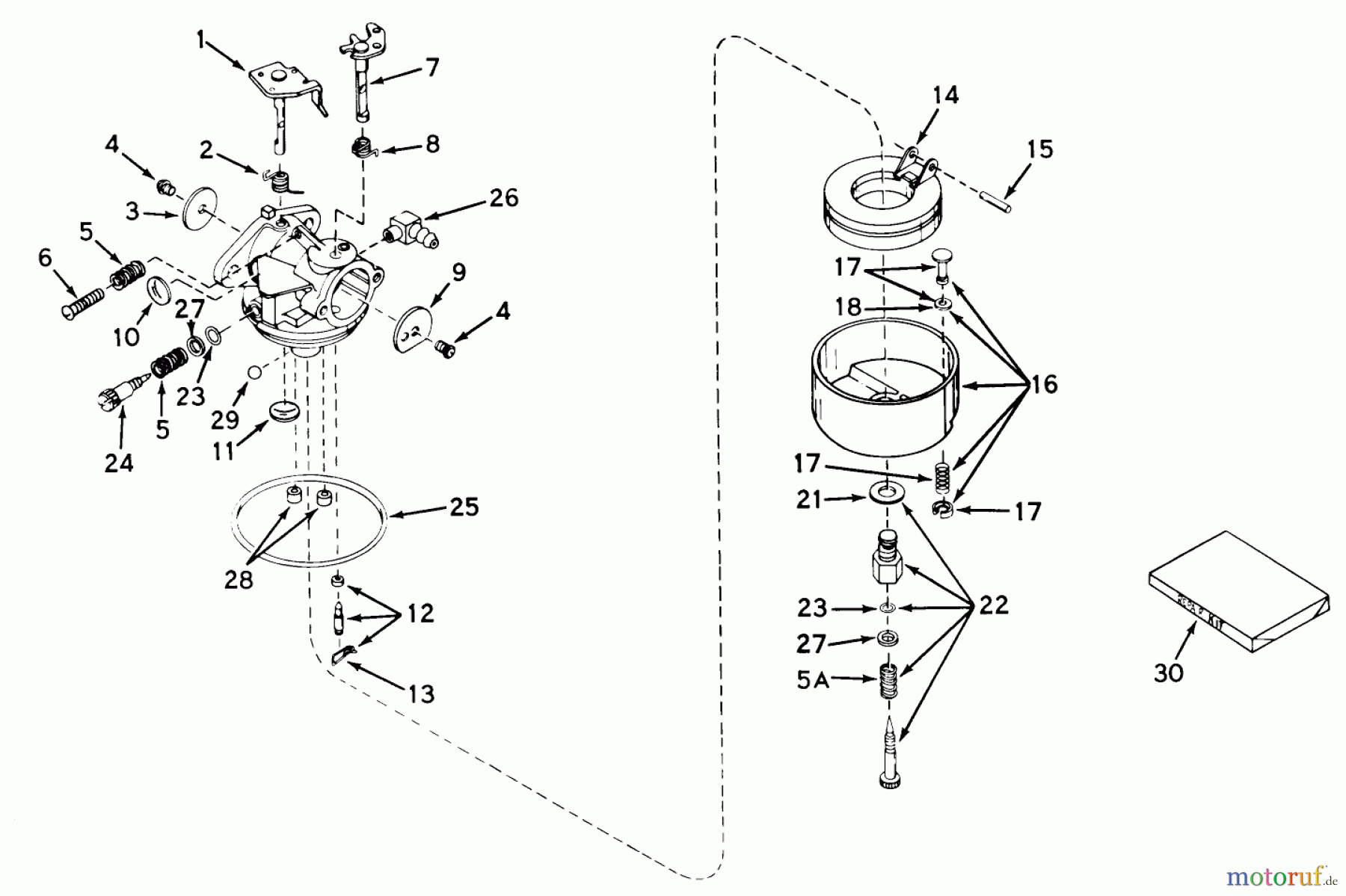  Toro Neu Mowers, Walk-Behind Seite 1 18221 - Toro Whirlwind Lawnmower, 1968 (8000001-8999999) CARBURETOR NO. 631242 (21