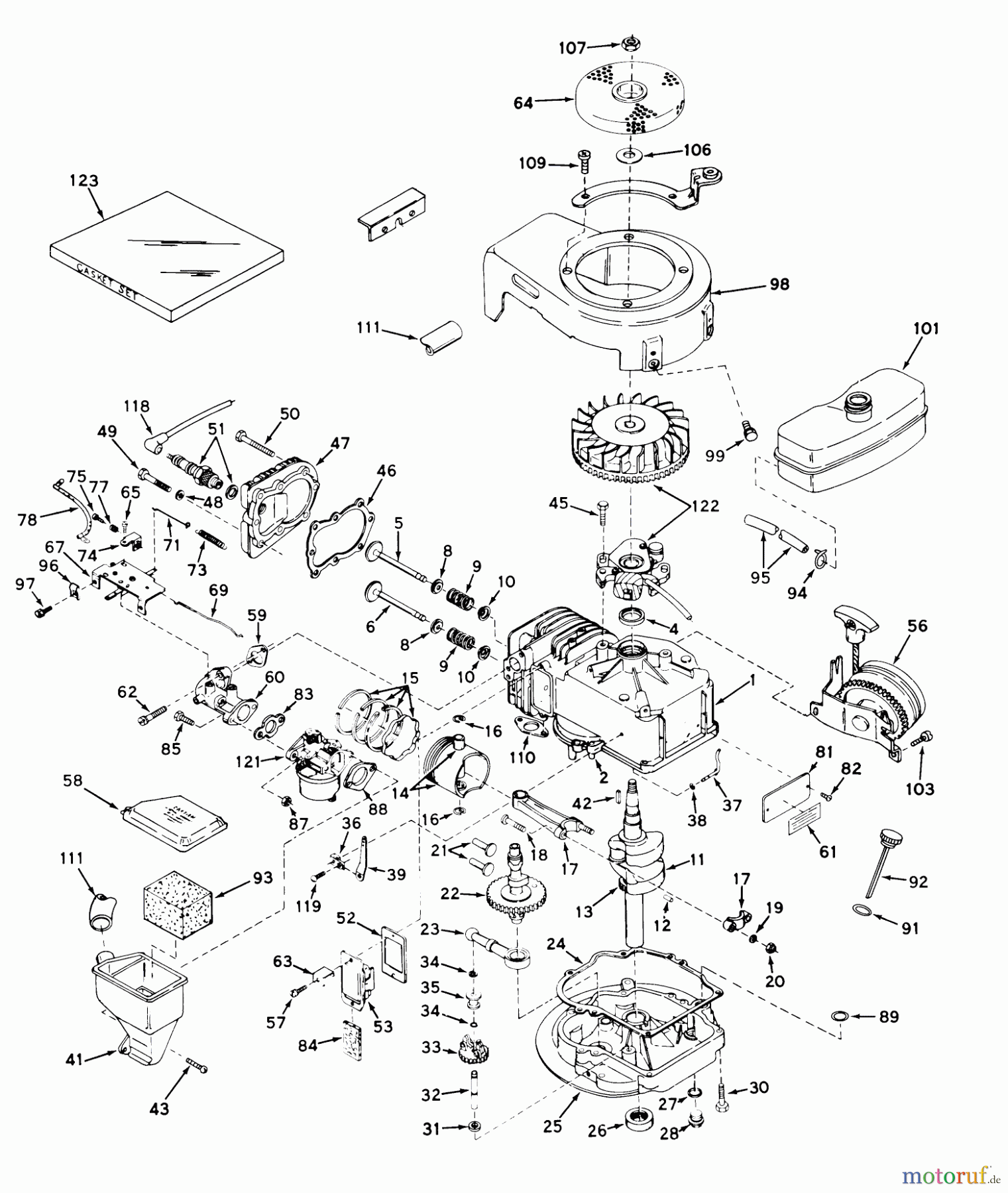  Toro Neu Mowers, Walk-Behind Seite 1 20600 - Toro Lawnmower, 1971 (1000001-1999999) ENGINE MODEL NO. LAV 30-30454J (USED ON 18400)