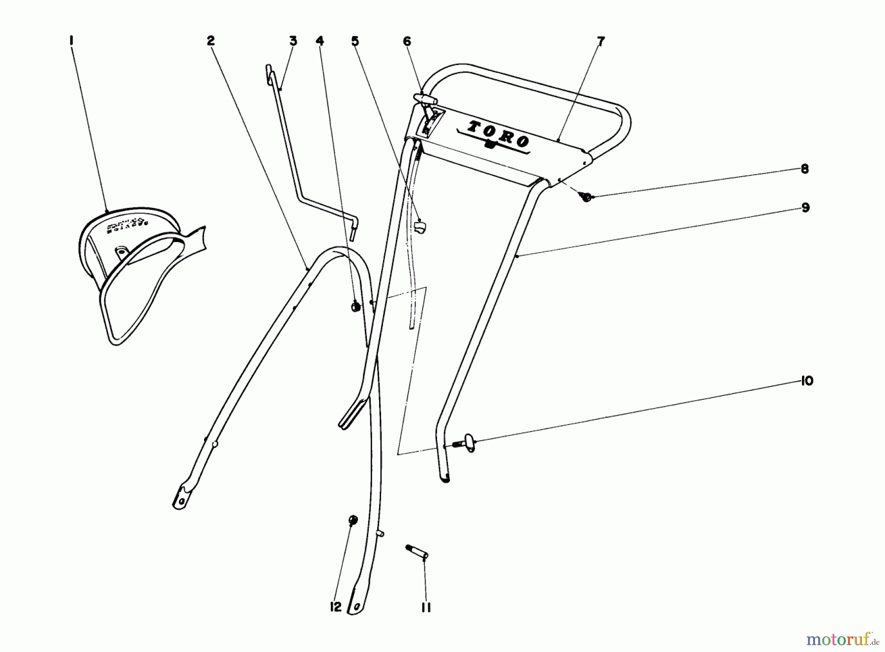  Toro Neu Mowers, Walk-Behind Seite 1 19367 - Toro Whirlwind Lawnmower, 1971 (1000001-1999999) HANDLE ASSEMBLY MODEL NO. 19367