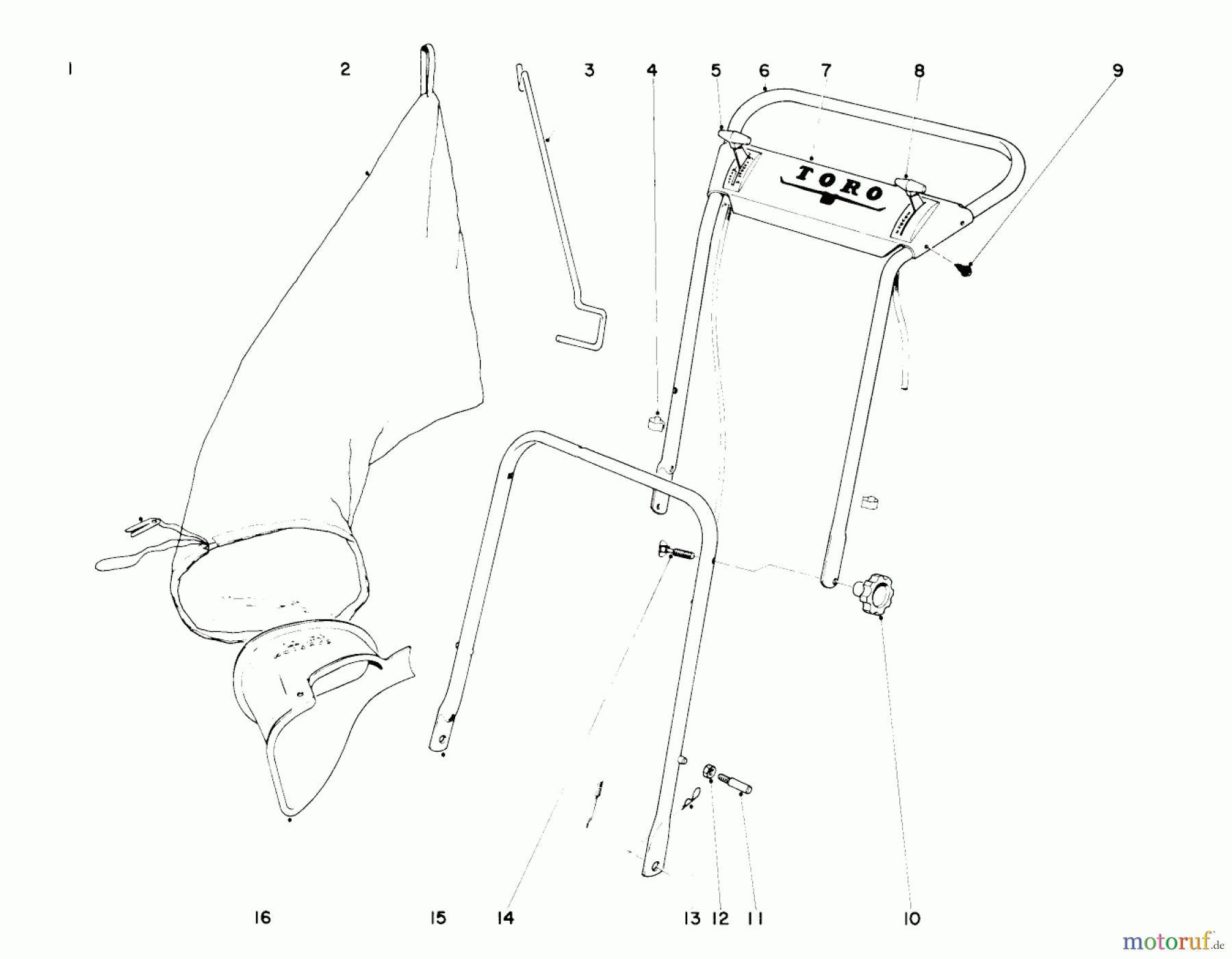  Toro Neu Mowers, Walk-Behind Seite 1 18400 - Toro Whirlwind Lawnmower, 1971 (1000001-1999999) HANDLE ASSEMBLY MODEL NO. 20600