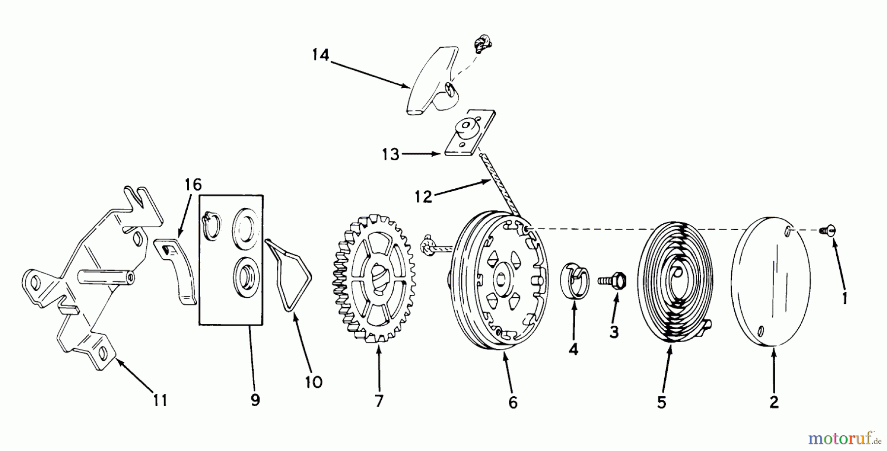  Toro Neu Mowers, Walk-Behind Seite 1 18400 - Toro Whirlwind Lawnmower, 1971 (1000001-1999999) REWIND STARTER NO. 590450A (USE ON ALL MODELS)