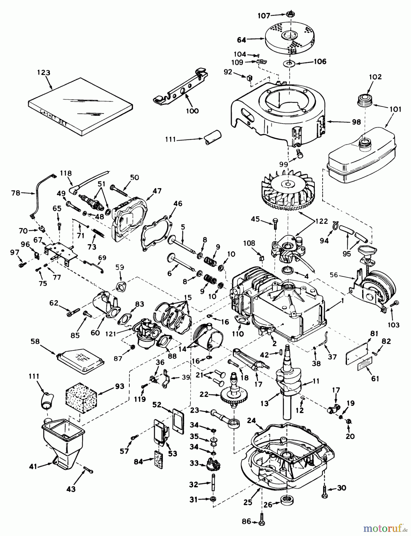  Toro Neu Mowers, Walk-Behind Seite 1 19273 - Toro Guardian Lawnmower, 1973 (3000001-3999999) ENGINE TECUMSEH MODEL LAV30-30500K