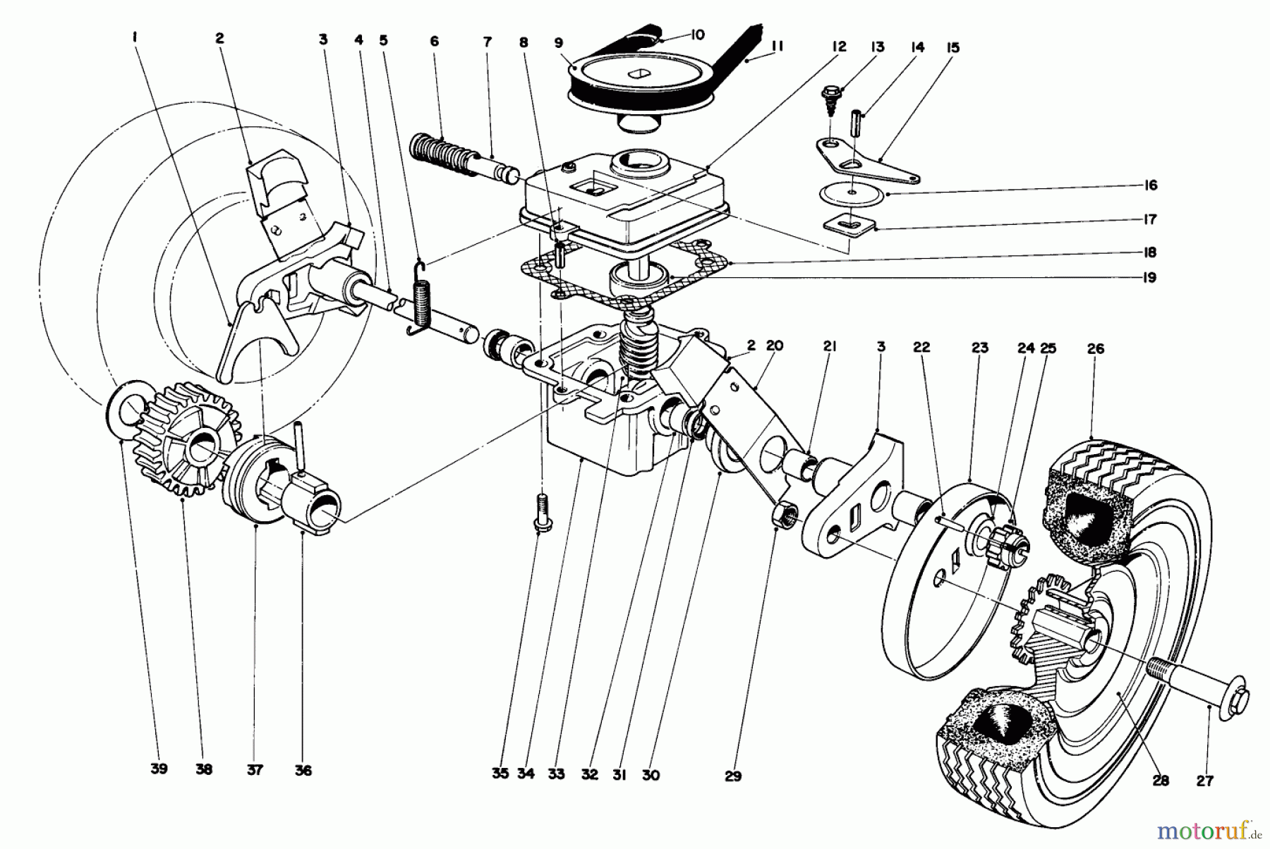  Toro Neu Mowers, Walk-Behind Seite 1 19273 - Toro Guardian Lawnmower, 1973 (3000001-3999999) GEAR BOX ASSEMBLY MODEL 19273