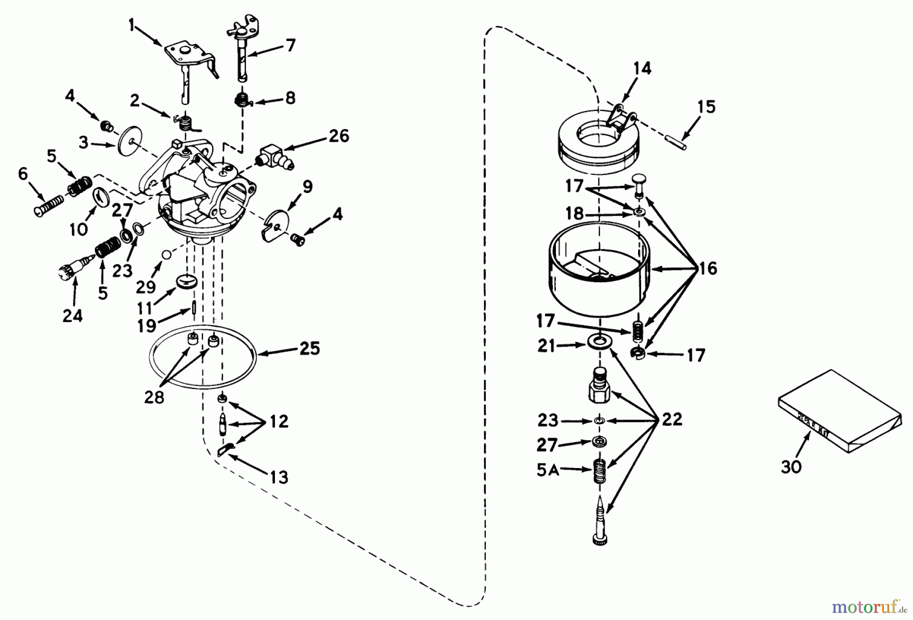  Toro Neu Mowers, Walk-Behind Seite 1 19224 - Toro Whirlwind Lawnmower, 1970 (0000001-0999999) CARBURETOR NO. 631585