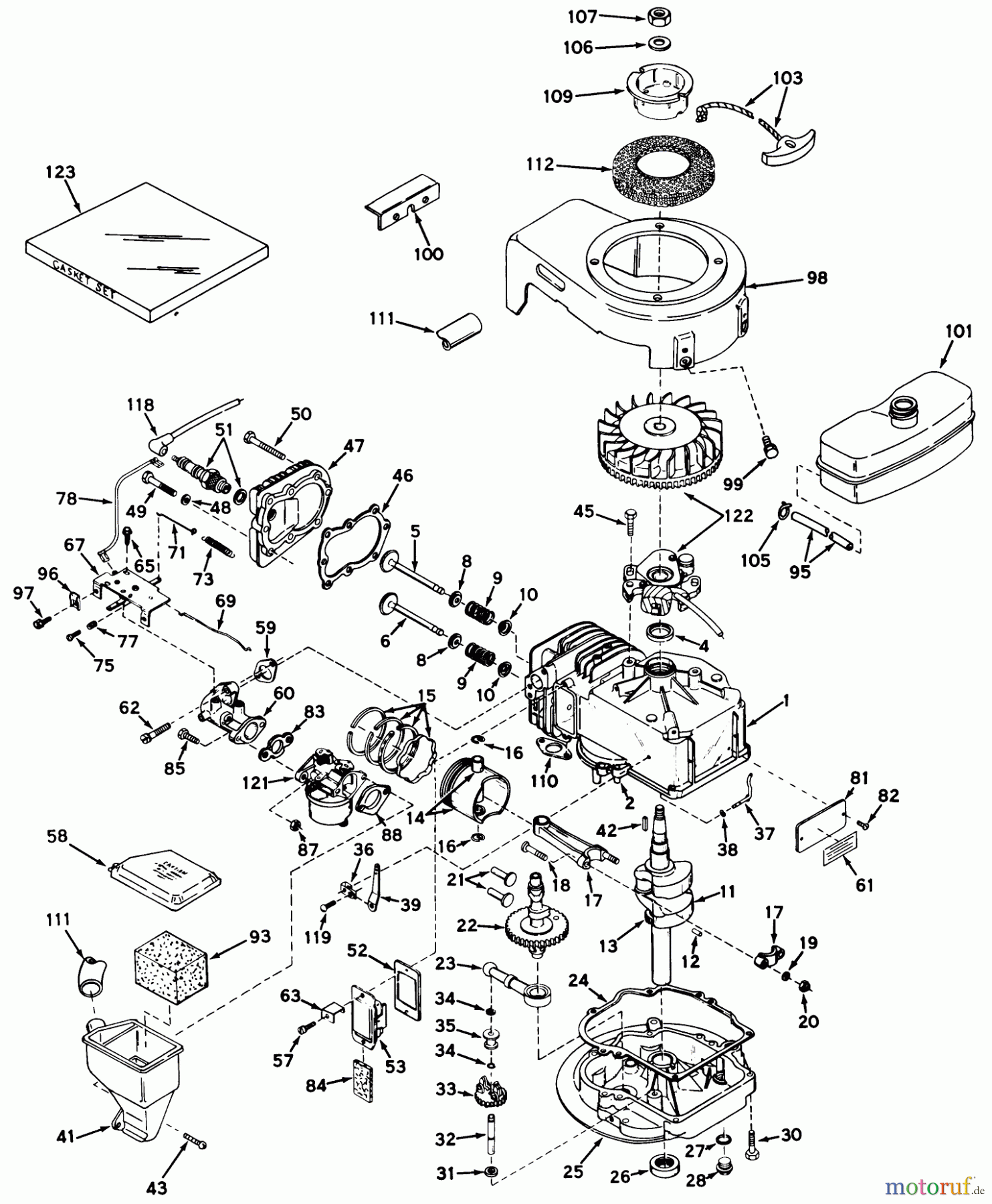  Toro Neu Mowers, Walk-Behind Seite 1 19225 - Toro Whirlwind Lawnmower, 1970 (0000001-0999999) ENGINE MODEL LAV35-40536H