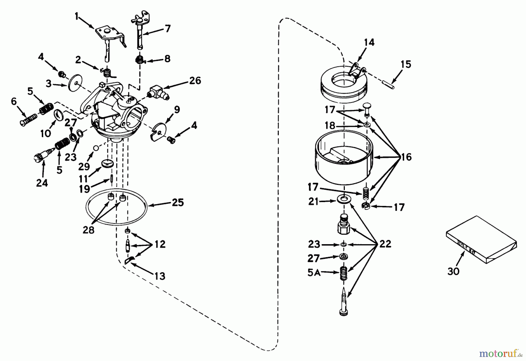  Toro Neu Mowers, Walk-Behind Seite 1 19271 - Toro Guardian Lawnmower, 1971 (1000001-1999999) CARBURETOR NO. 631581