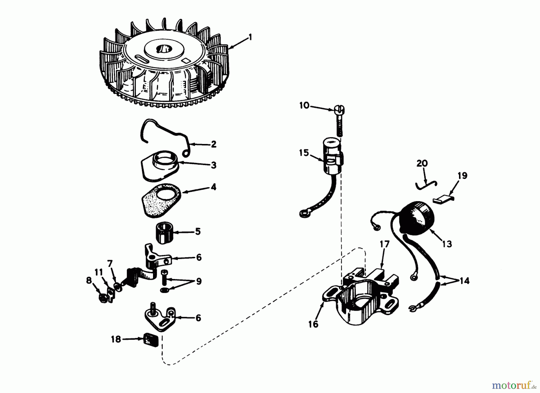  Toro Neu Mowers, Walk-Behind Seite 1 19400 - Toro Guardian Lawnmower, 1975 (5000001-5999999) MAGNETO NO. 610793