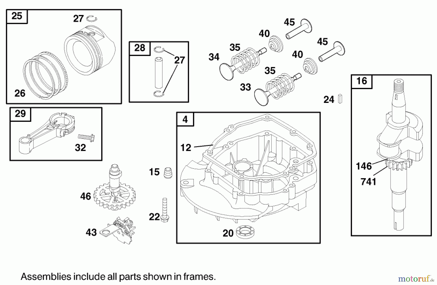  Toro Neu Mowers, Walk-Behind Seite 1 20010 (R-21P) - Toro Recycler Mower, R-21P, 2000 (200000001-200999999) CRANKSHAFT AND PISTON ASSEMBLY, ENGINE BRIGGS & STRATTON MODEL 12H802-1767-E1