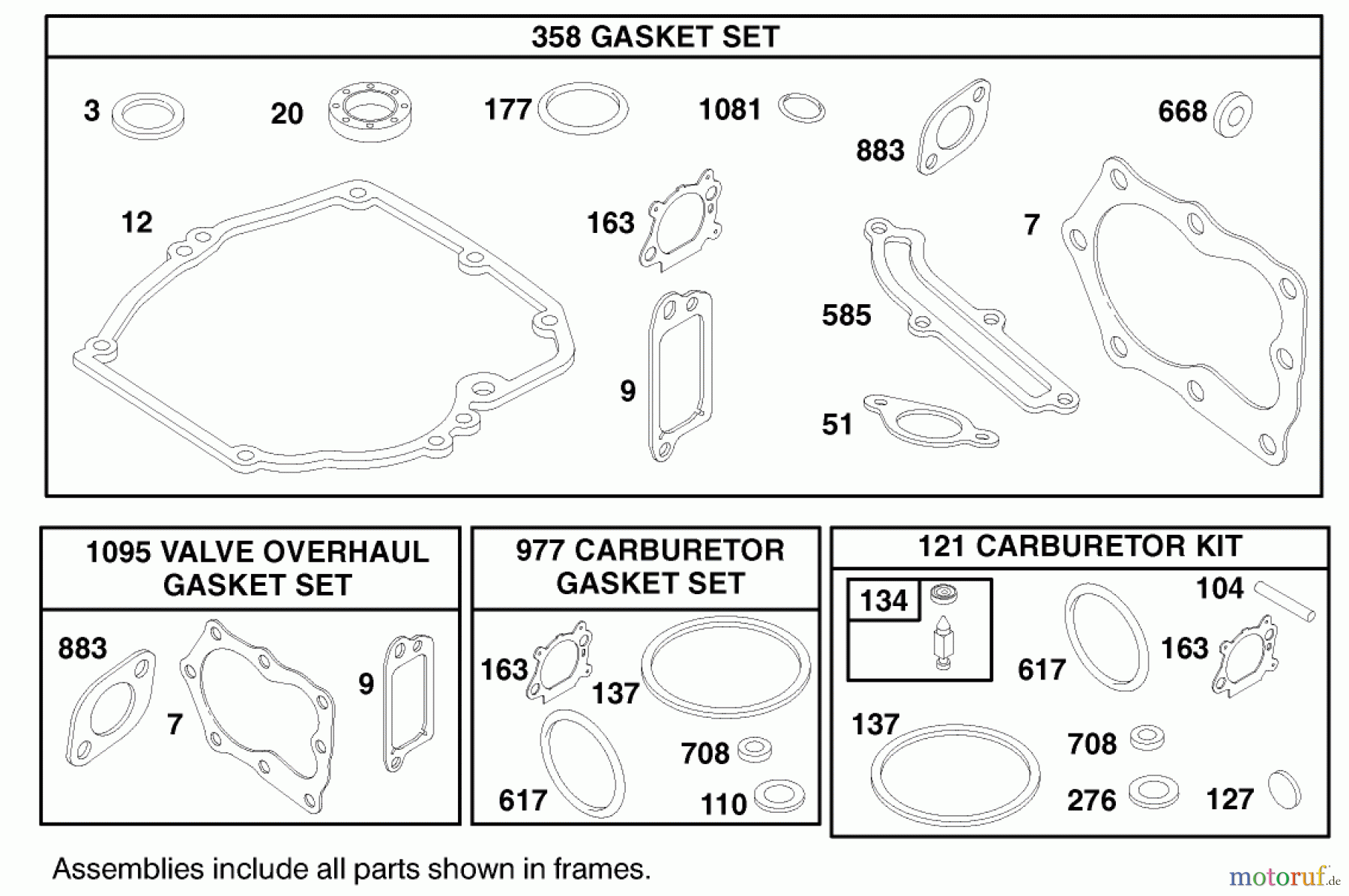  Toro Neu Mowers, Walk-Behind Seite 1 20010 (R-21P) - Toro Recycler Mower, R-21P, 1999 (9900001-9999999) GASKET ASSEMBLY, ENGINE BRIGGS & STRATTON MODEL 12H802-1767-E1