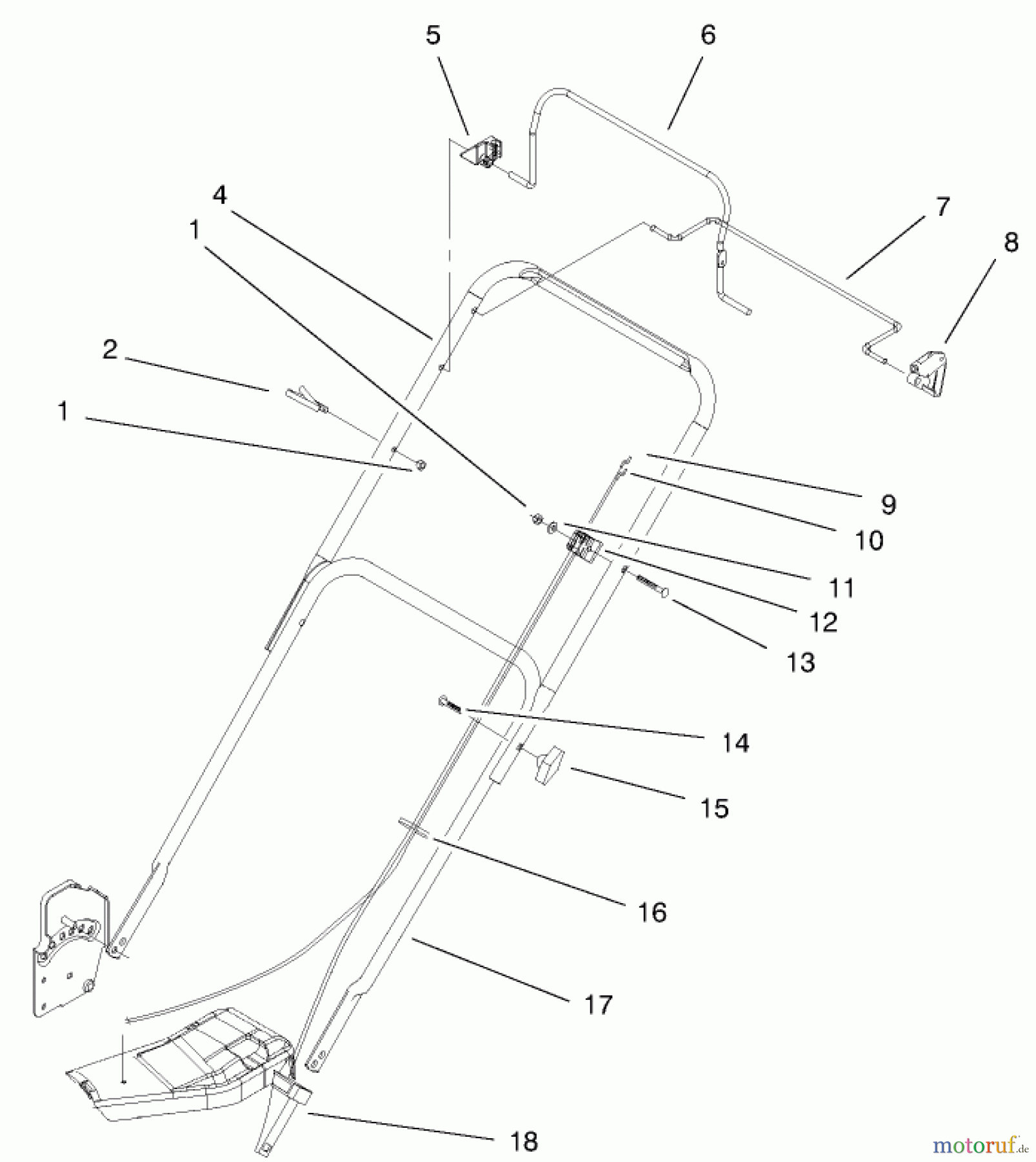  Toro Neu Mowers, Walk-Behind Seite 1 20021 (R-21S1B) - Toro Recycler Mower, R-21S1B, 2000 (200000001-200999999) HANDLE & CONTROLS ASSEMBLY