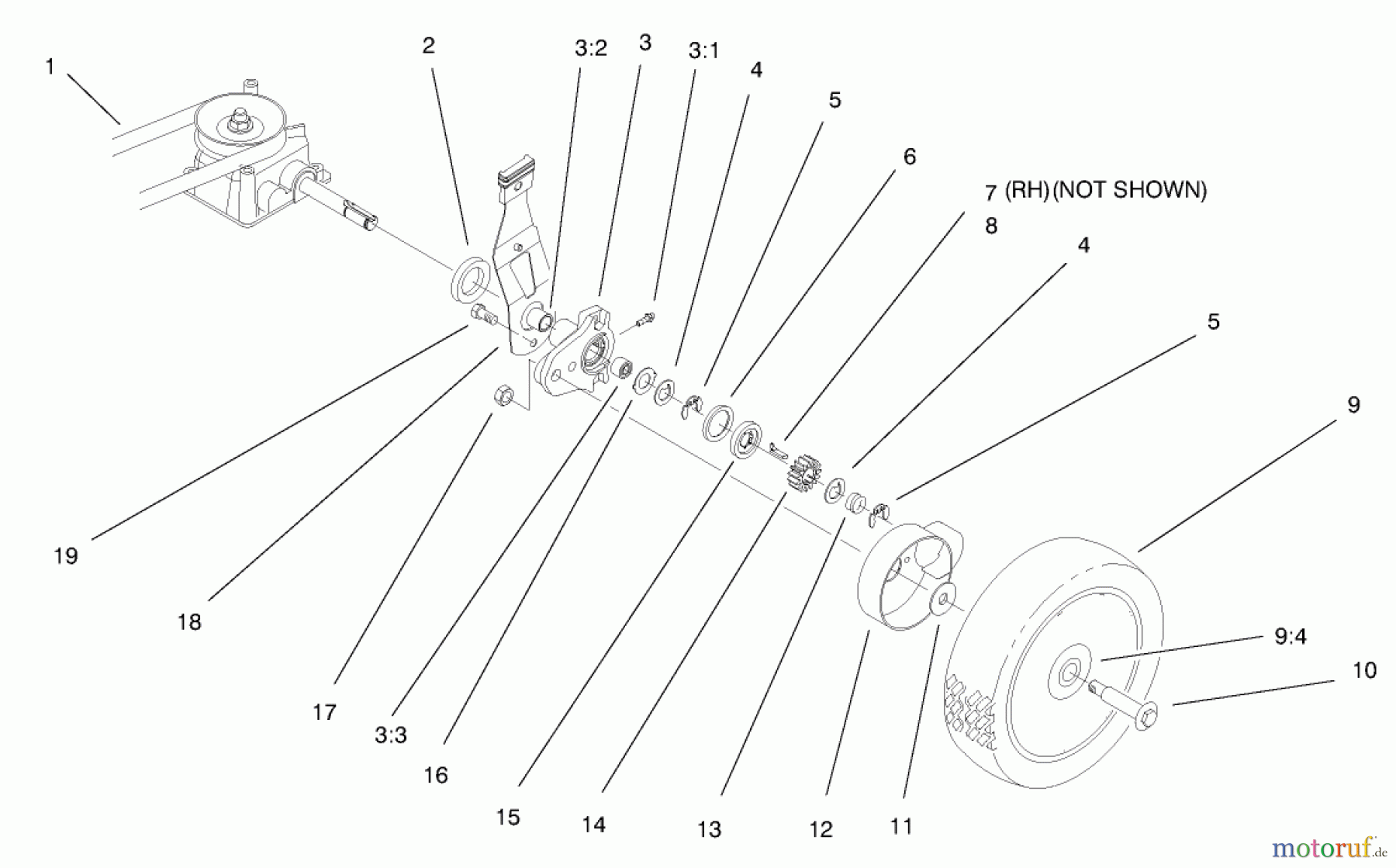  Toro Neu Mowers, Walk-Behind Seite 1 20020 (R-21S1) - Toro Recycler Mower, R-21S1, 1999 (9900001-9999999) REAR AXLE ASSEMBLY