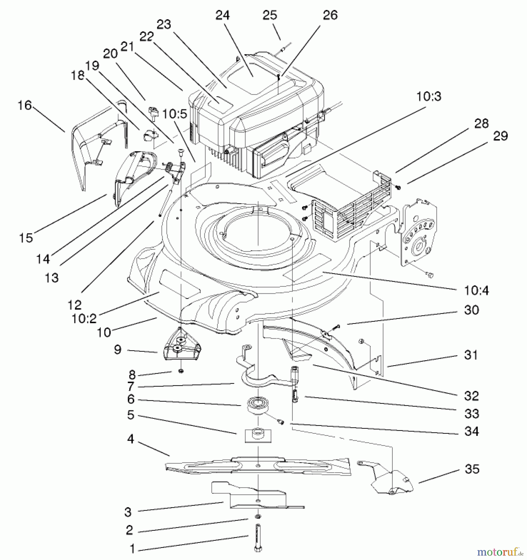  Toro Neu Mowers, Walk-Behind Seite 1 20020 (R-21S1) - Toro Recycler Mower, R-21S1, 2001 (210000001-210999999) ENGINE ASSEMBLY