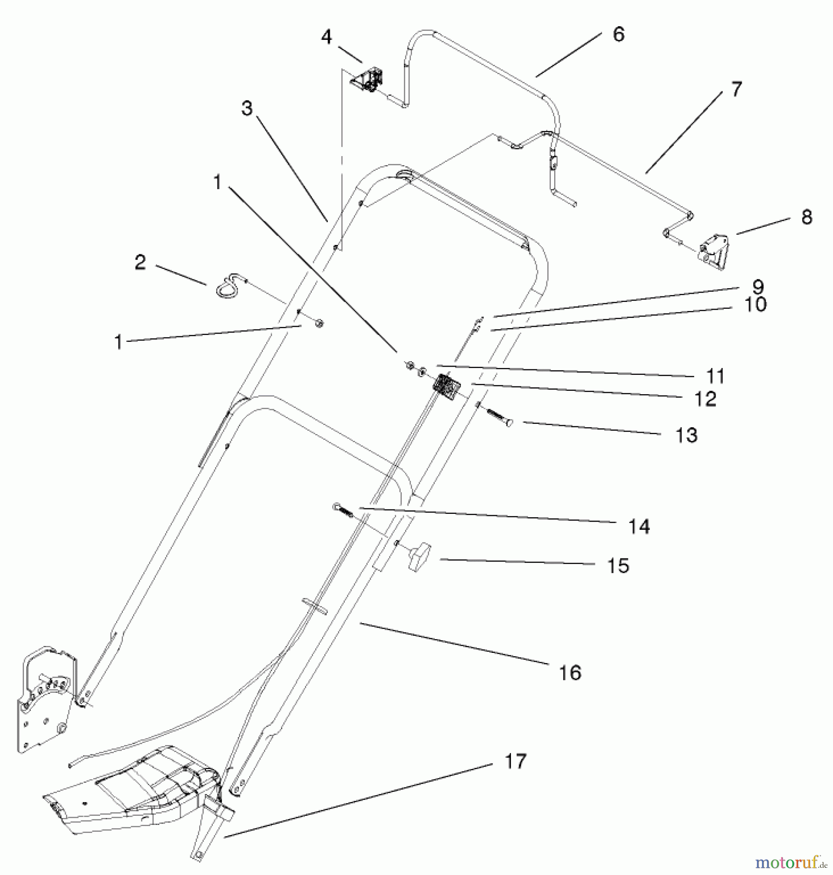  Toro Neu Mowers, Walk-Behind Seite 1 20020 (R-21S1) - Toro Recycler Mower, R-21S1, 2001 (210000001-210999999) HANDLE ASSEMBLY