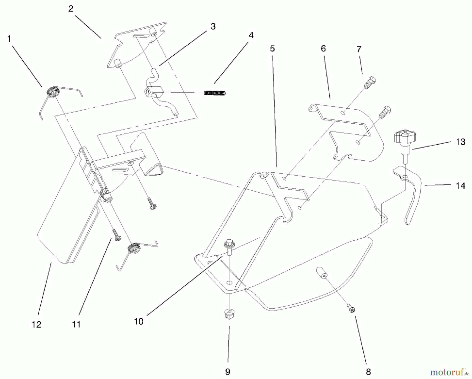  Toro Neu Mowers, Walk-Behind Seite 1 20023 (R-21SB) - Toro Recycler Mower, R-21SB, 2000 (200000001-200999999) REAR BAGGING DISCHARGE CHUTE ASSEMBLY