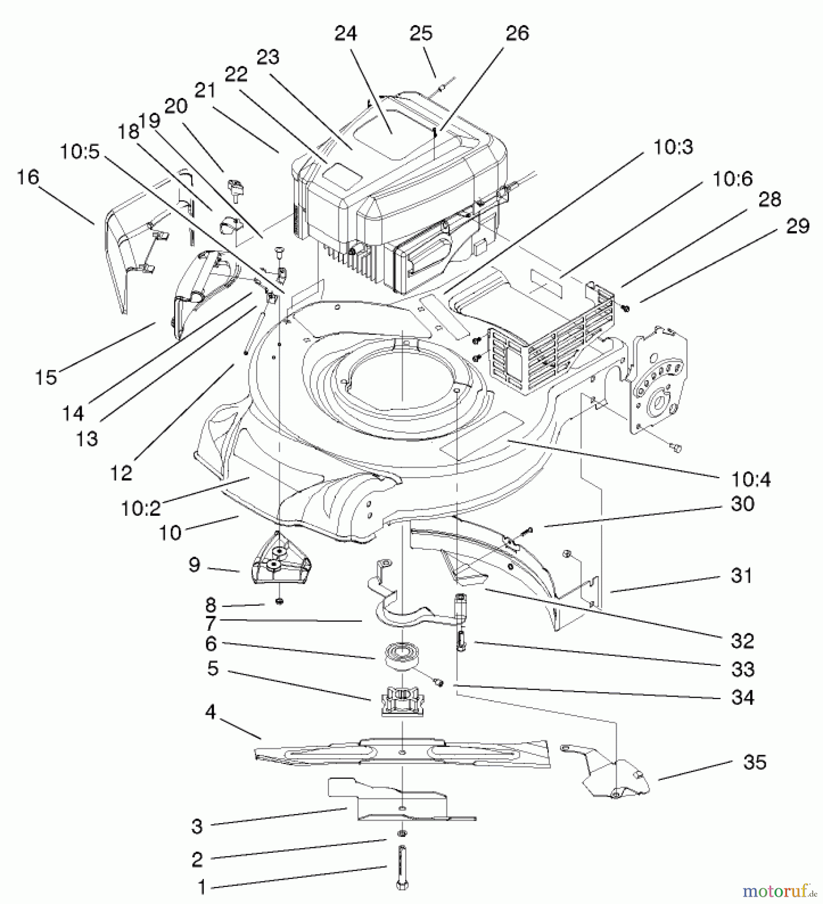  Toro Neu Mowers, Walk-Behind Seite 1 20022 (R-21S) - Toro Recycler Mower, R-21S, 2001 (210000001-210999999) QUANTUM ENGINE ASSEMBLY