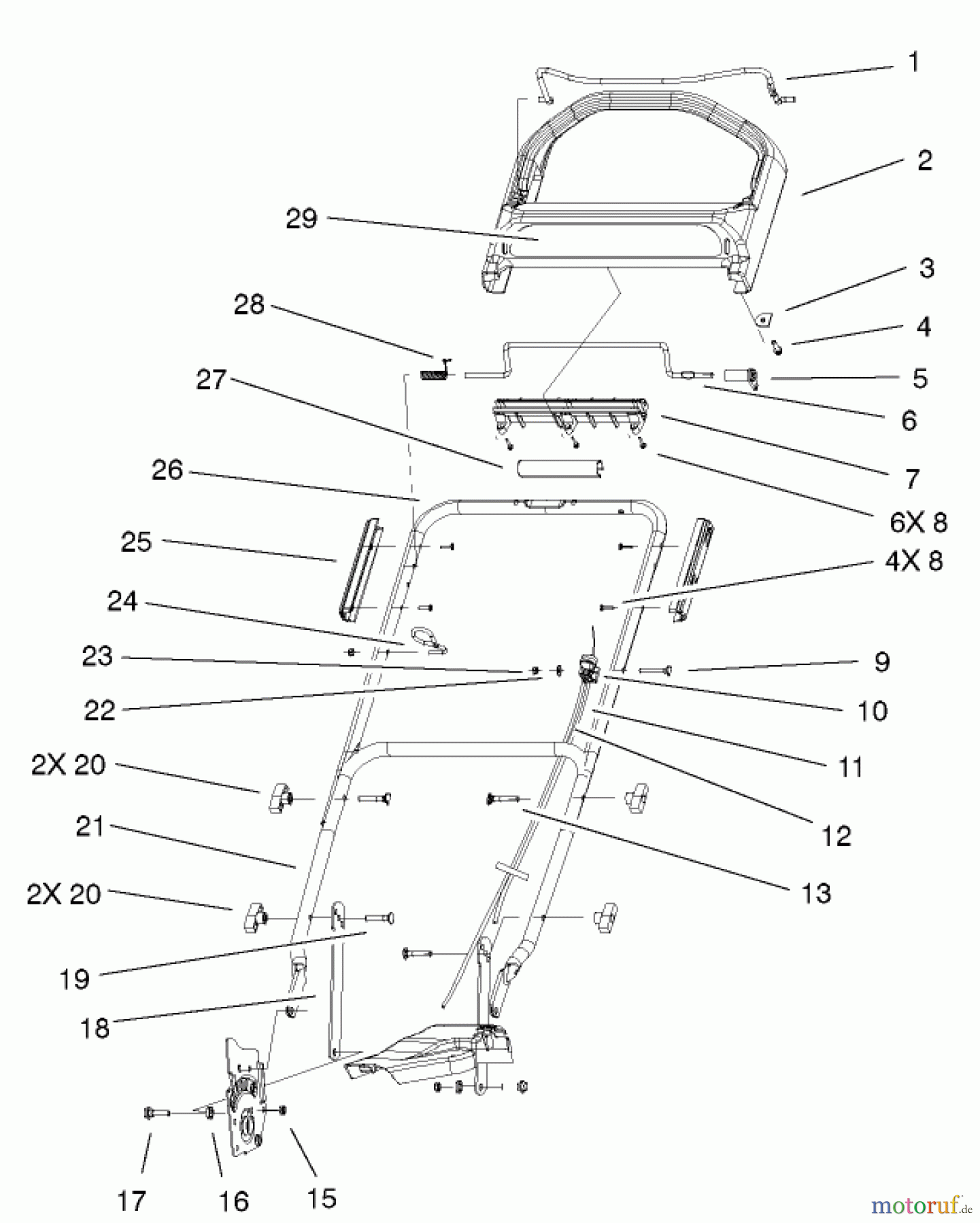  Toro Neu Mowers, Walk-Behind Seite 1 20025 - Toro Recycler Mower, 2001 (210000001-210999999) HANDLE ASSEMBLY