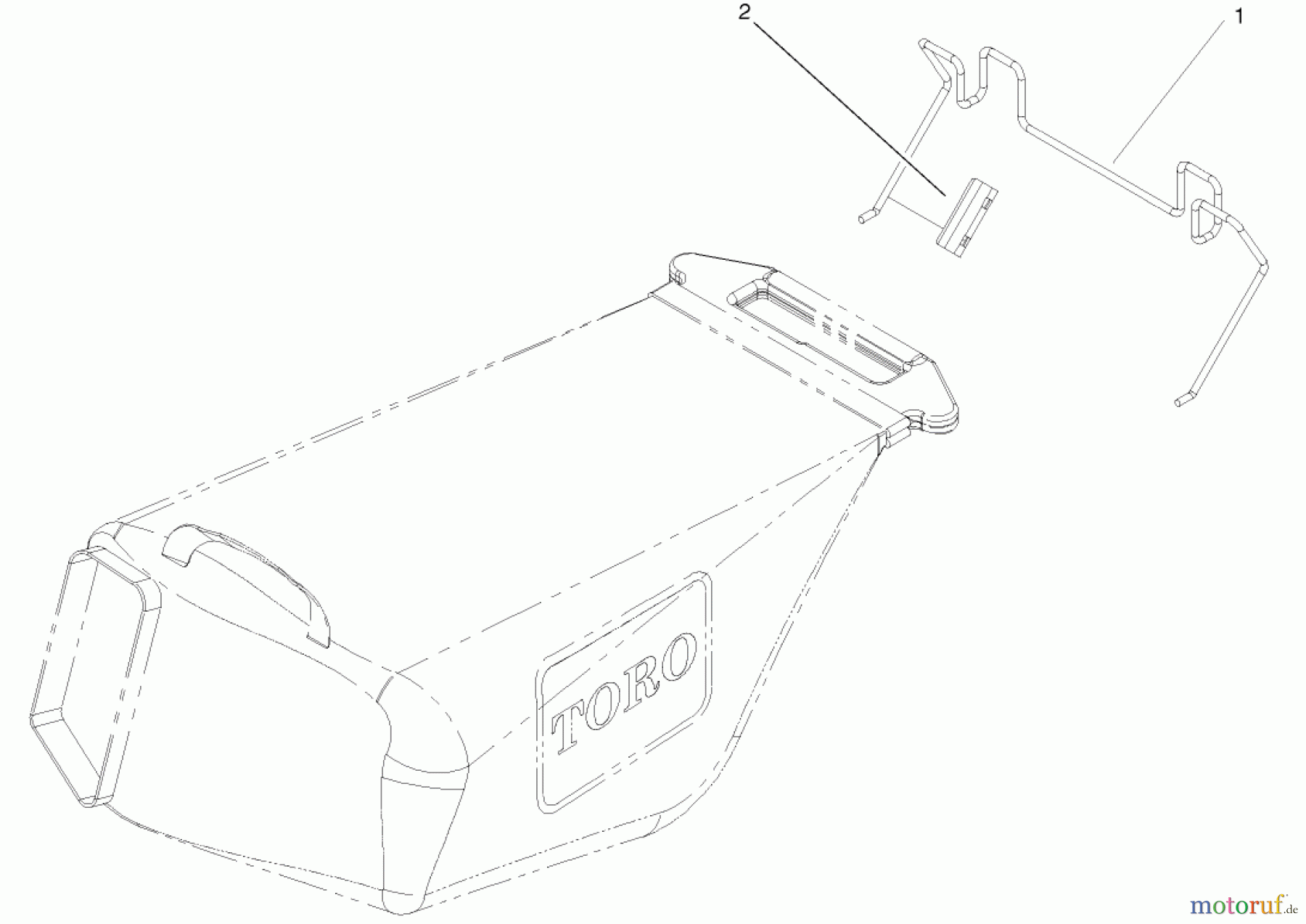  Toro Neu Mowers, Walk-Behind Seite 1 20027 (R-21OSB) - Toro Recycler Mower, R-21OSB, 2001 (210000001-210999999) HANGER AND CLAMP ASSEMBLY