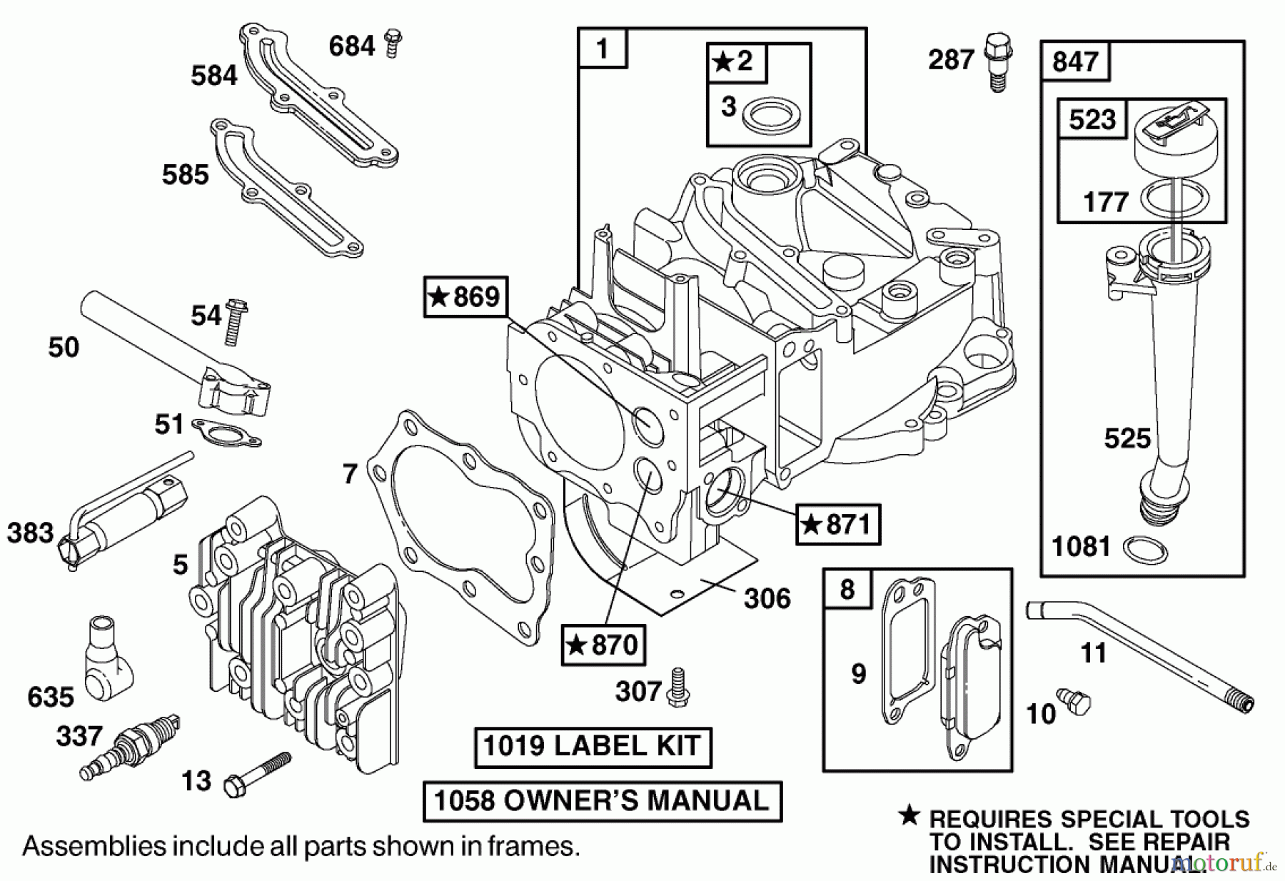  Toro Neu Mowers, Walk-Behind Seite 1 20030 (SR-21P) - Toro Super Recycler Mower, SR-21P, 2000 (200000001-200999999) ENGINE BRIGGS & STRATTON MODEL 12H802-1767-E1 #1