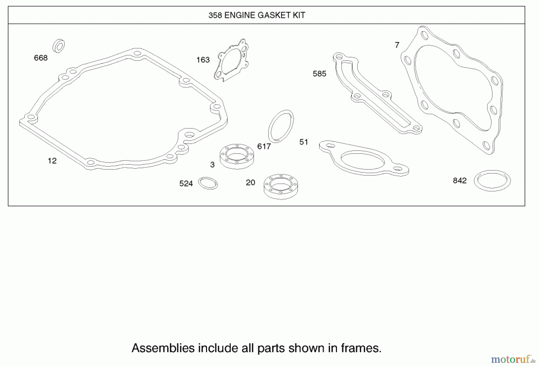  Toro Neu Mowers, Walk-Behind Seite 1 20033 - Toro Super Recycler Mower, 2002 (220000001-220999999) GASKET ASSEMBLY ENGINE BRIGGS AND STRATTON MODEL 123K02-0114-E1