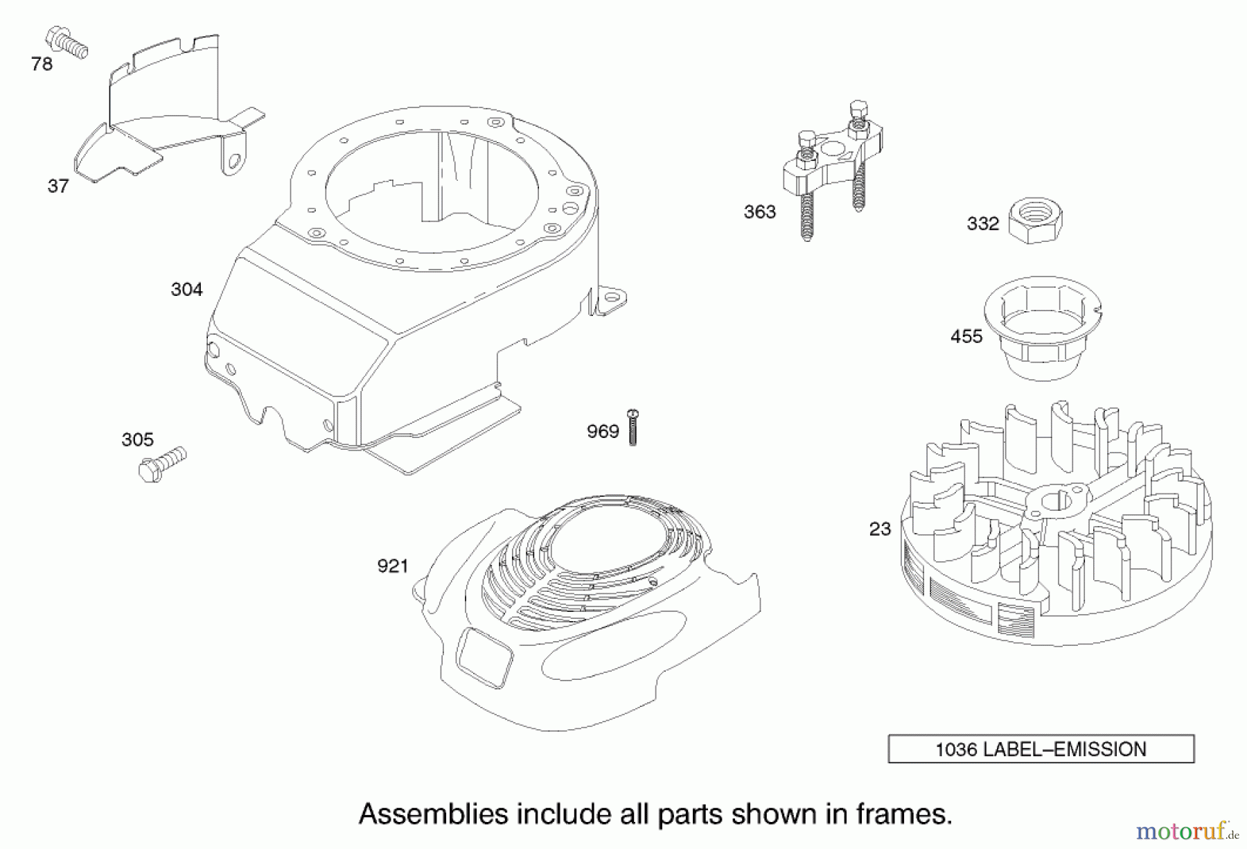  Toro Neu Mowers, Walk-Behind Seite 1 20036 - Toro Super Recycler Mower, 2002 (220000001-220999999) BLOWER HOUSING ASSEMBLY ENGINE BRIGGS AND STRATTON MODEL 124K02-0110-B1