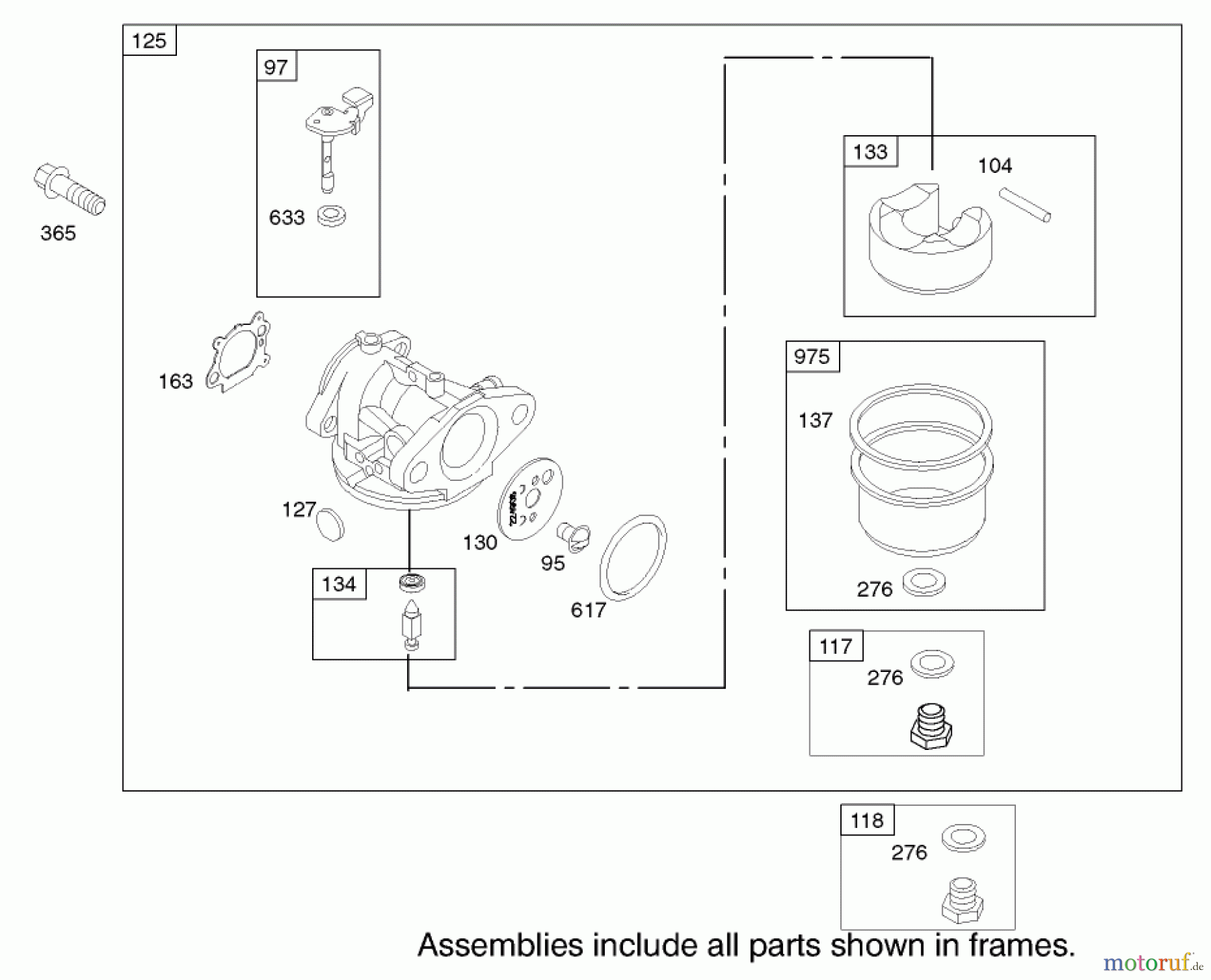  Toro Neu Mowers, Walk-Behind Seite 1 20036 - Toro Super Recycler Mower, 2002 (220000001-220999999) CARBURETOR ASSEMBLY ENGINE BRIGGS AND STRATTON MODEL 123K02-0114-E1